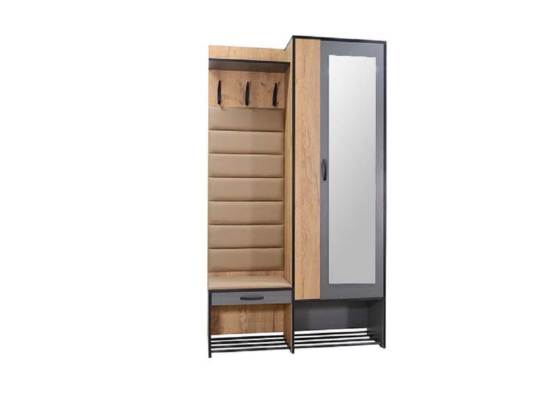 Изображение товара Комплект мебели для прихожей Ивару Ольга лофт 4 110x200x35 см дуб крафт золотой