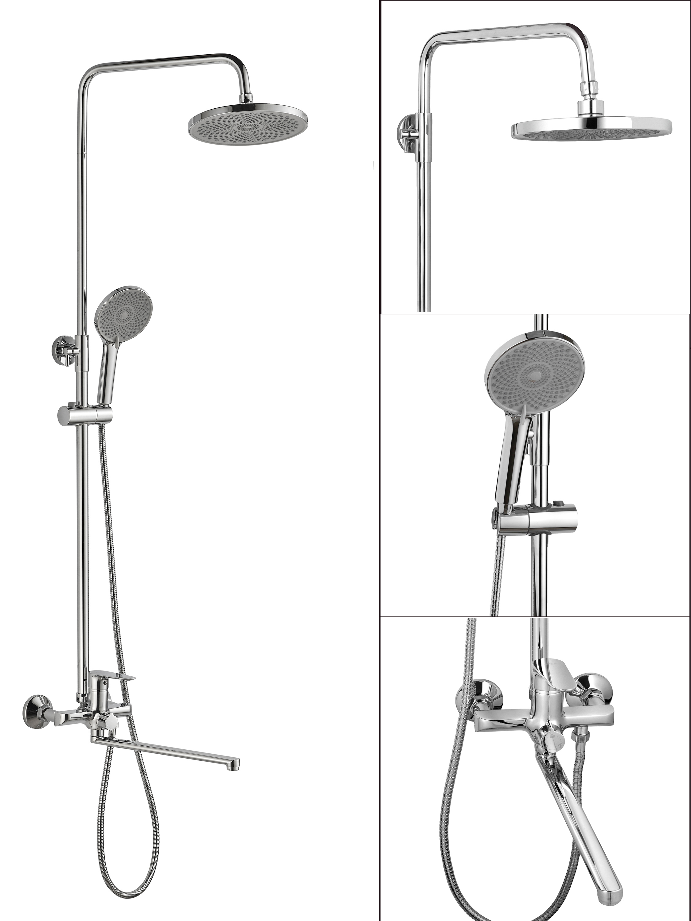 Изображение товара Душевая система OUTE T21094 со смесителем тропическим душем, длинный поворотный гусак цвет хром