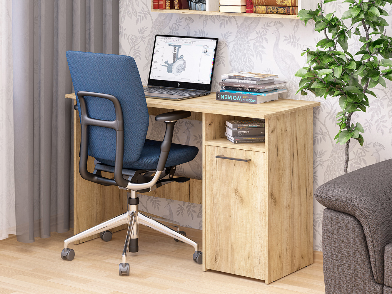 Изображение товара Стол письменный Пирамида Фронда-8 115x75x50 см дуб крафт золотой