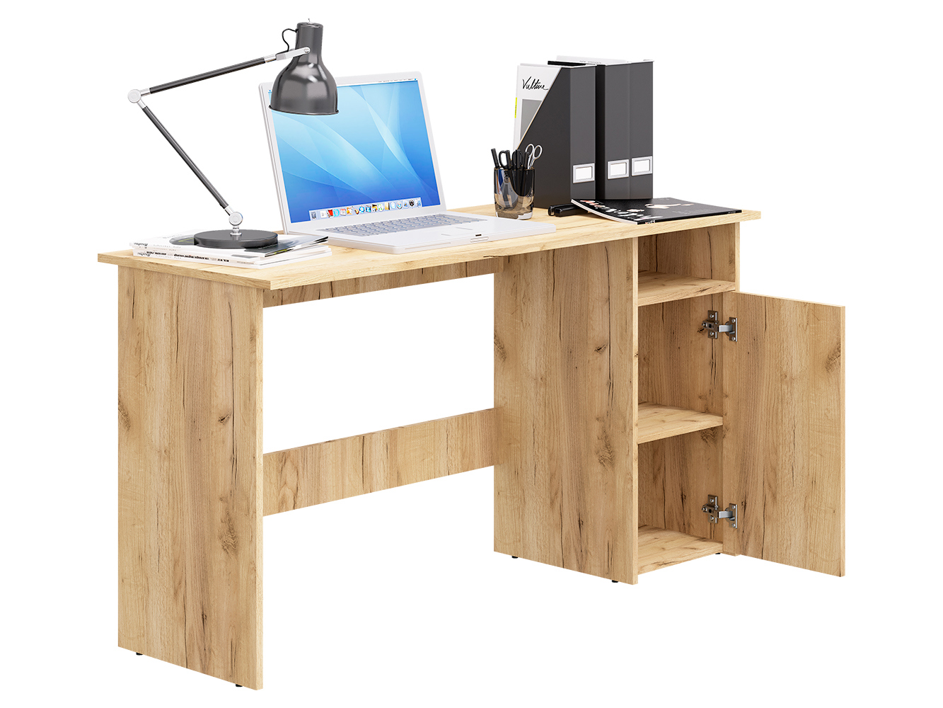 Изображение товара Письменный стол Пирамида Фронда-7 дуб крафт золотой 140x75x50 см ЛДСП