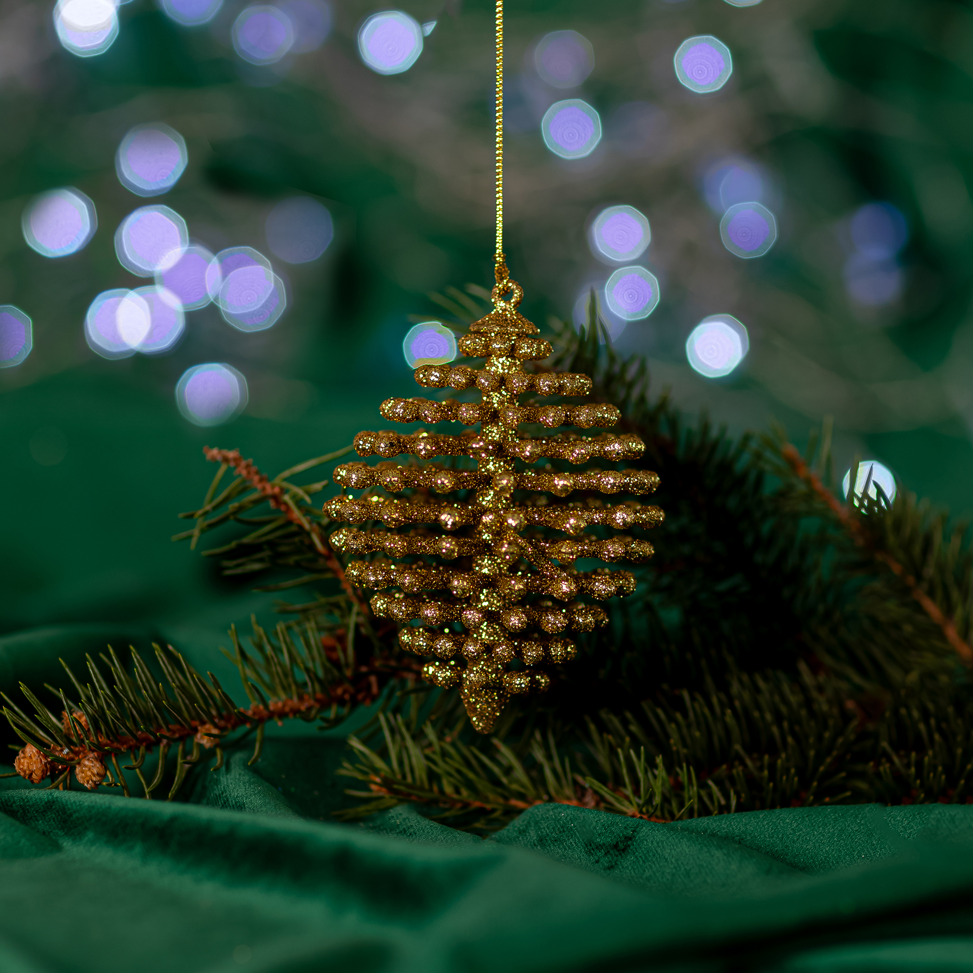 Изображение товара Новогодняя золотая шишка JM241906 для елки праздничного декора