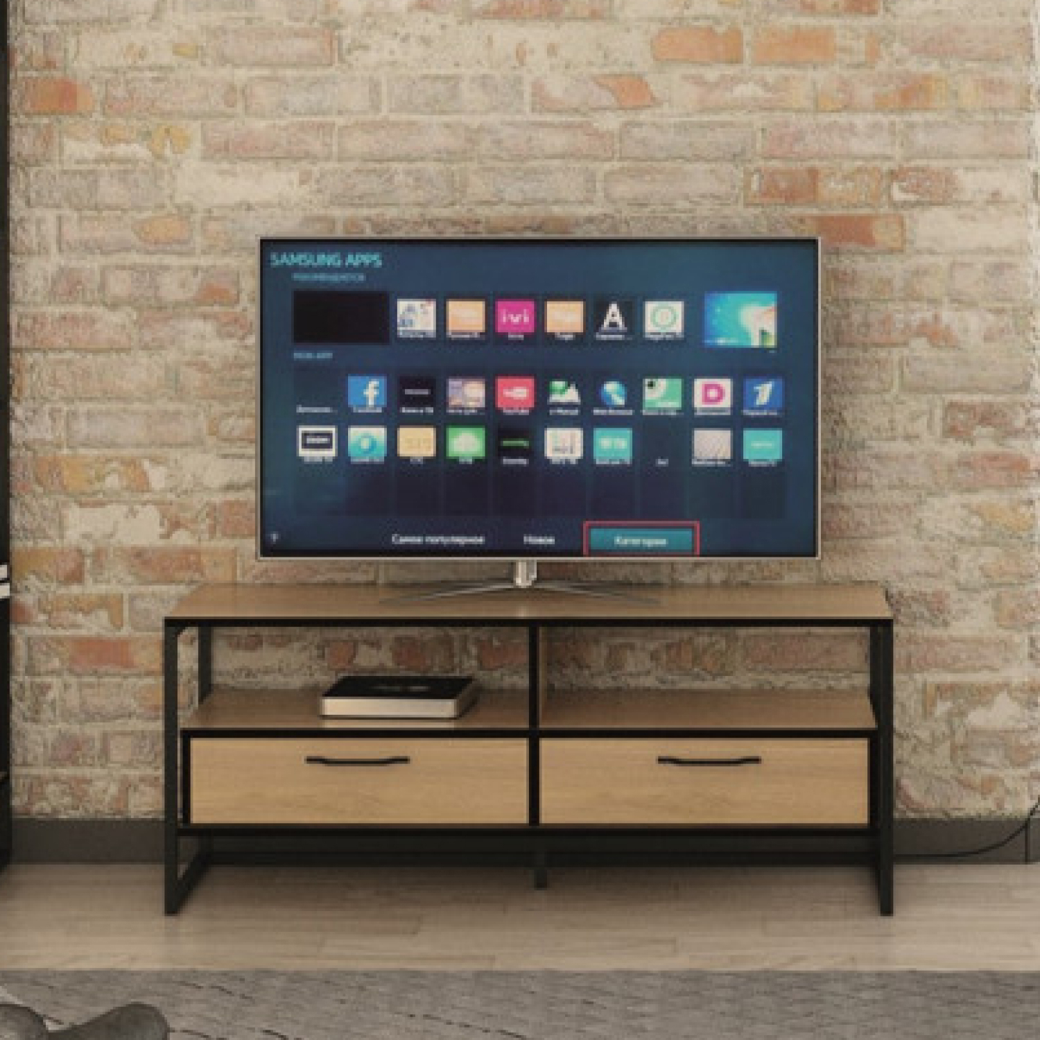 Изображение товара Напольная тумба для ТВ Ивару 101833 120x50x40 см черный дуб крафт золотой