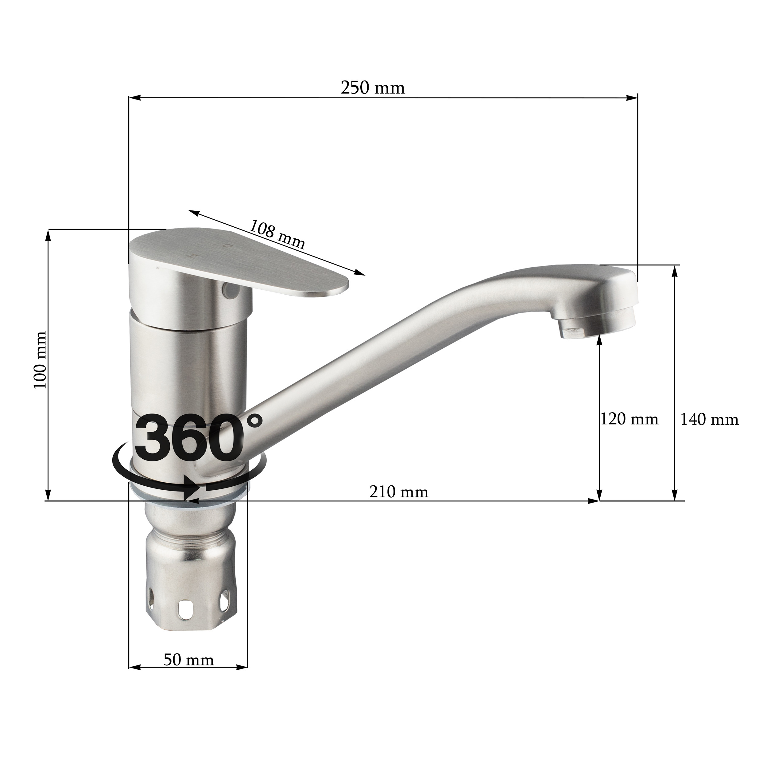 Изображение товара Смеситель для раковины Oute T40503B однорычажный цвет глянцевый сатин