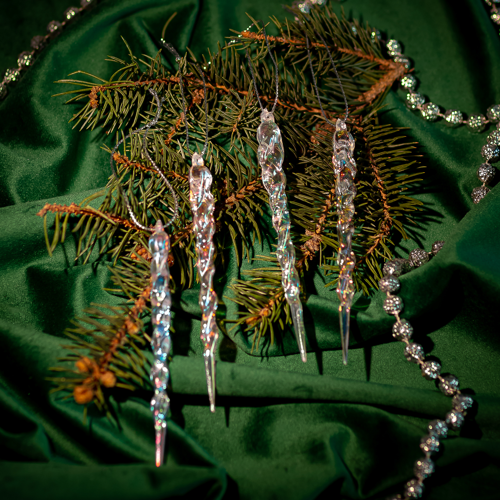 Изображение товара Новогодние сосульки 602 прозрачные 4 шт. украшение для елки и декора