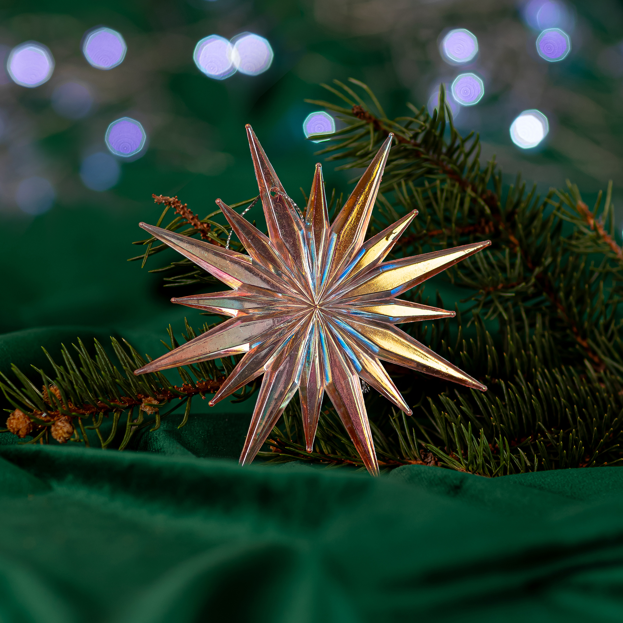 Изображение товара Новогоднее украшение Звезда объемная 101 розово-прозрачный