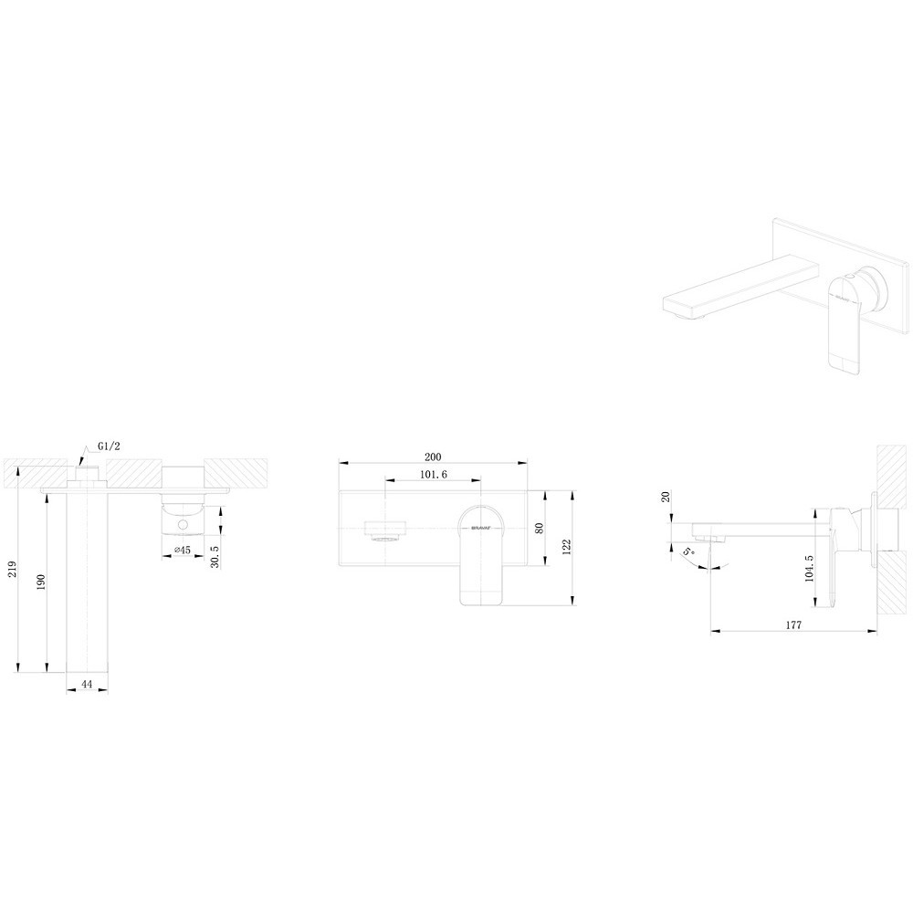 Изображение товара Смеситель BRAVAT Eddie Black P8369402BW-ENG для раковины