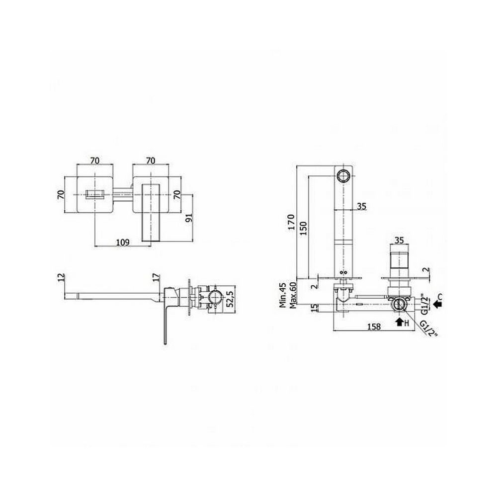 Изображение товара Смеситель для ванной PAFFONI Elle EL104NO70 (с внутренней частью) в ванную цвет черный матовый