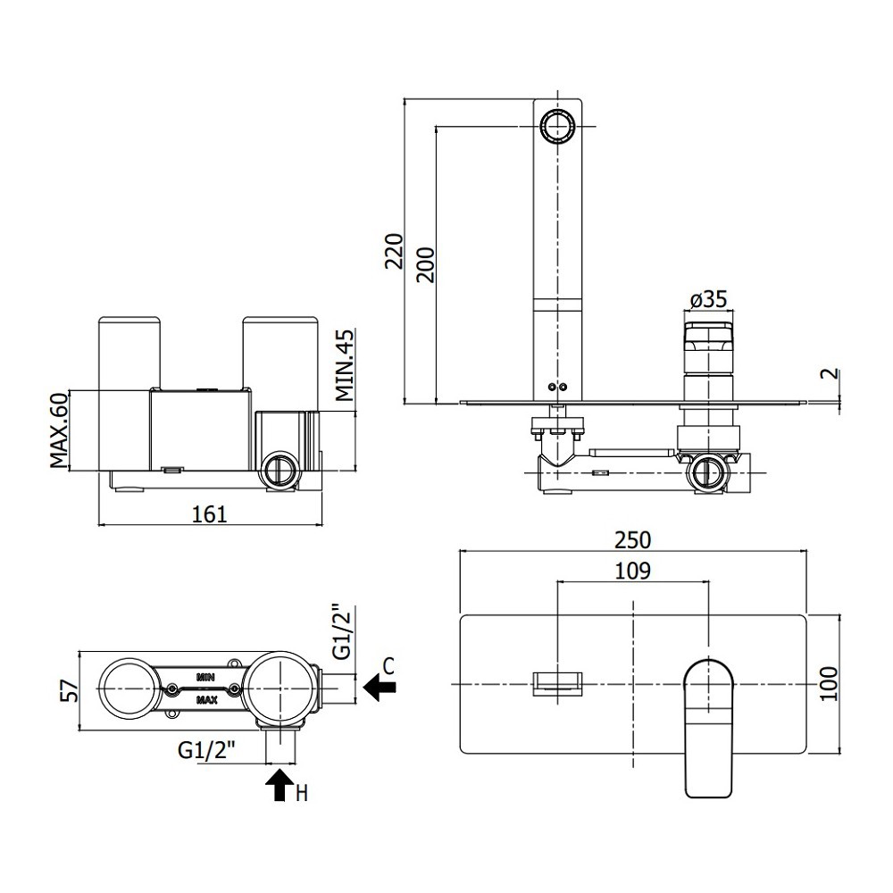 Изображение товара Смеситель для ванной PAFFONI Tilt TI105BO в ванную цвет белый