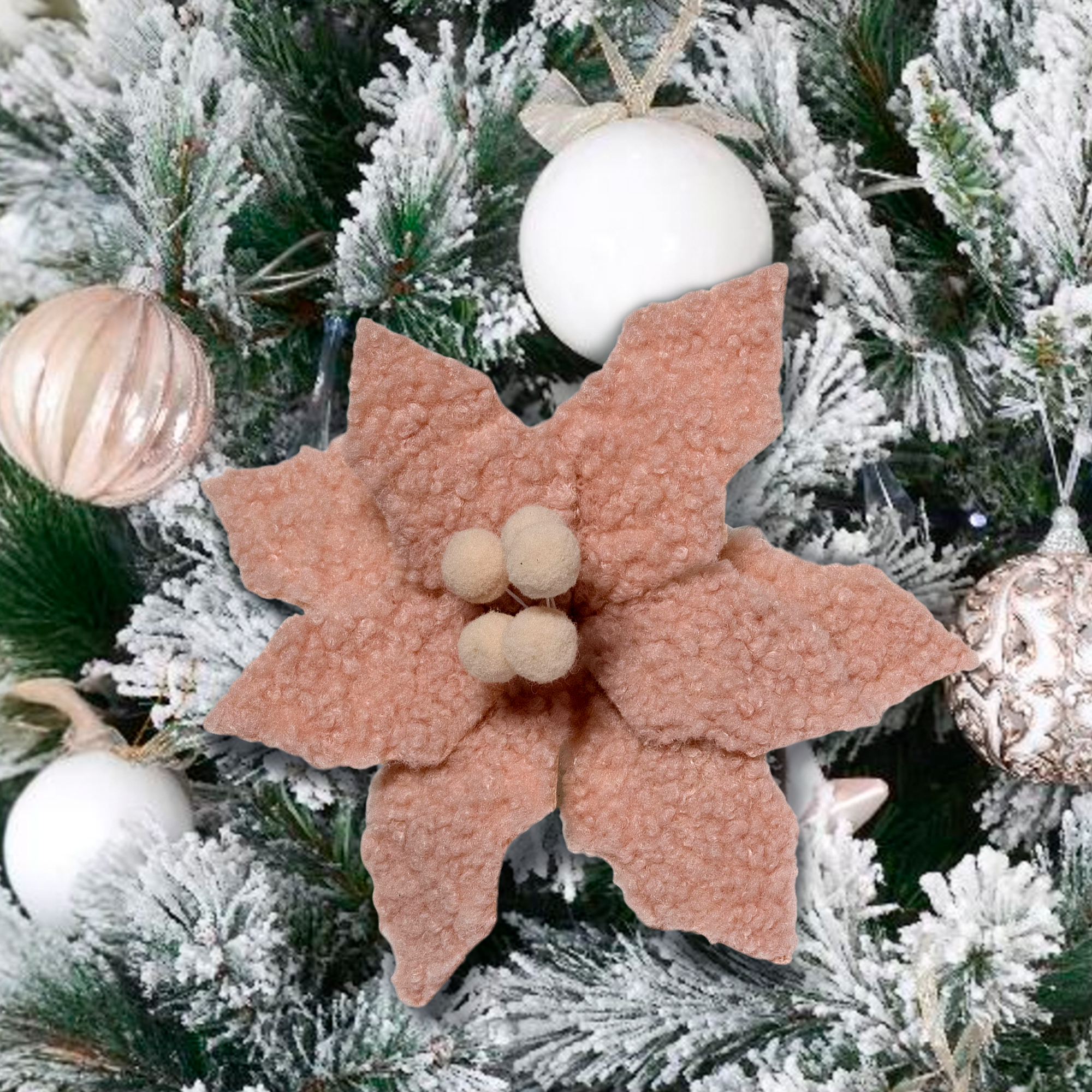 Изображение товара Украшение елочное Цветок розовое для праздничной елки 24x15.5 см