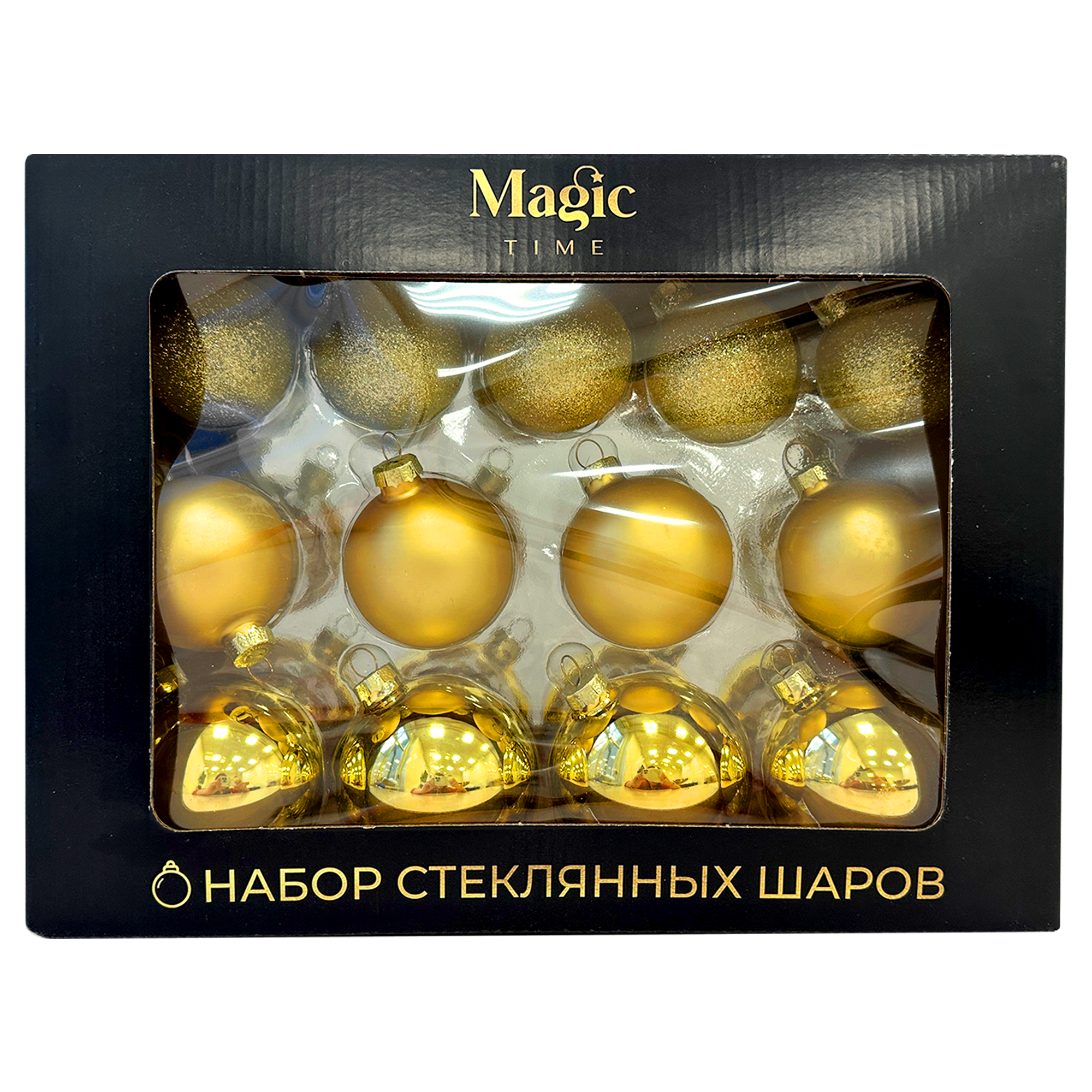 Изображение товара Набор елочных украшений Подвес ø5 см стекло золотой 26 шт.