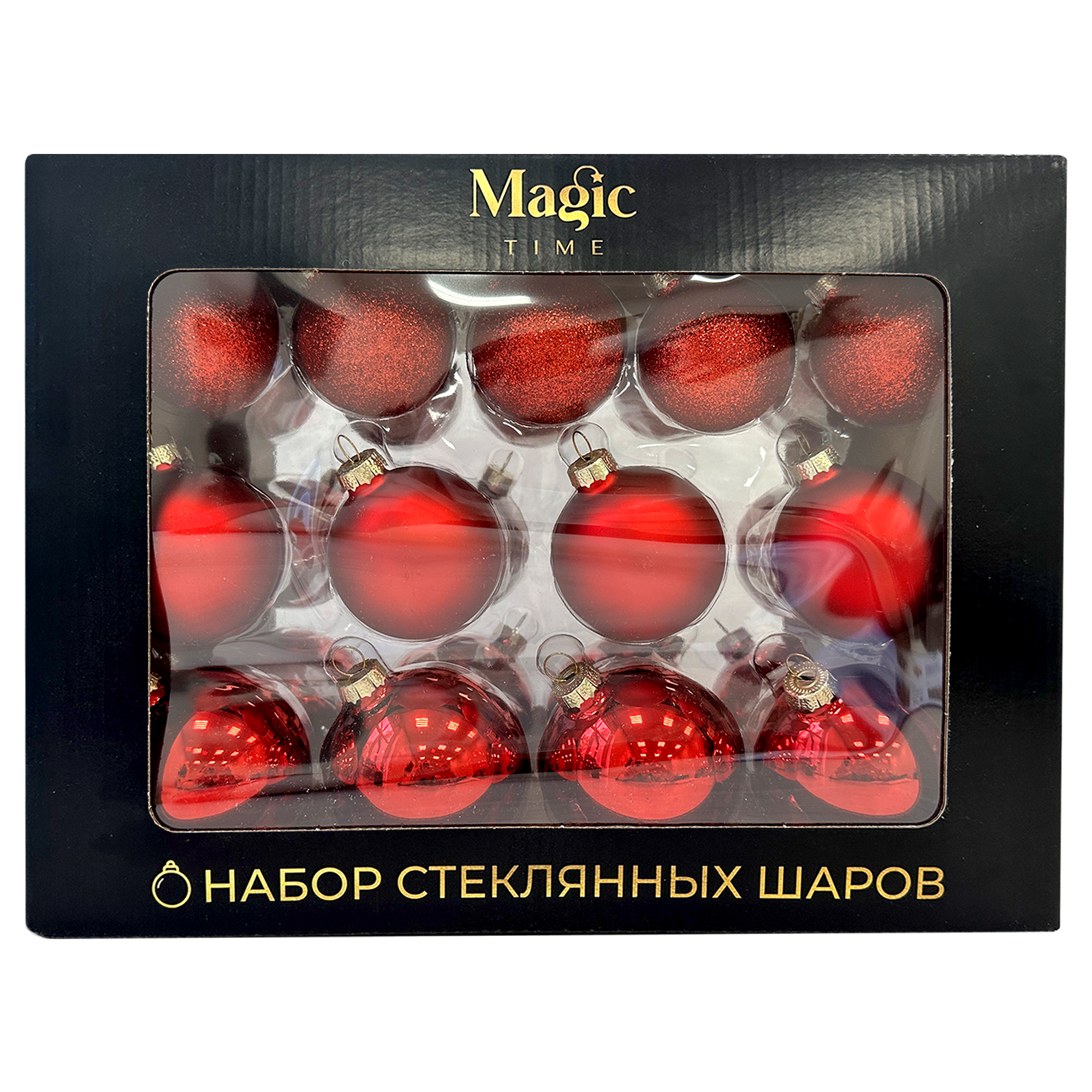 Изображение товара Набор елочных украшений Подвес ø5 см стекло красный 26 шт.