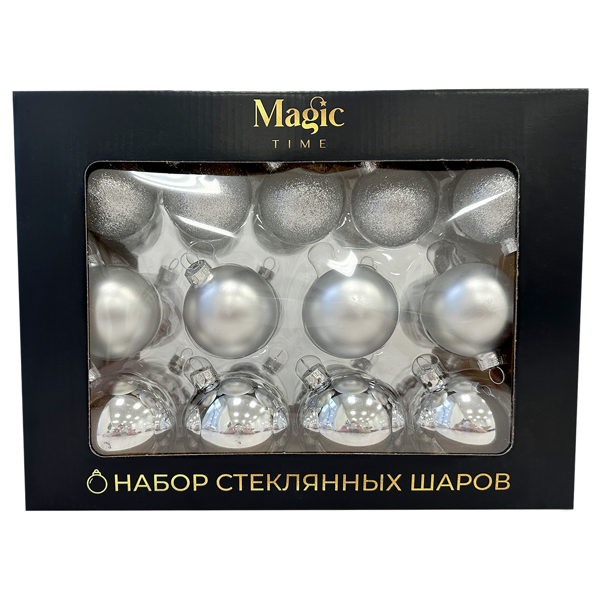 Изображение товара Набор елочных украшений Подвес 26 шт стеклянные серебряные