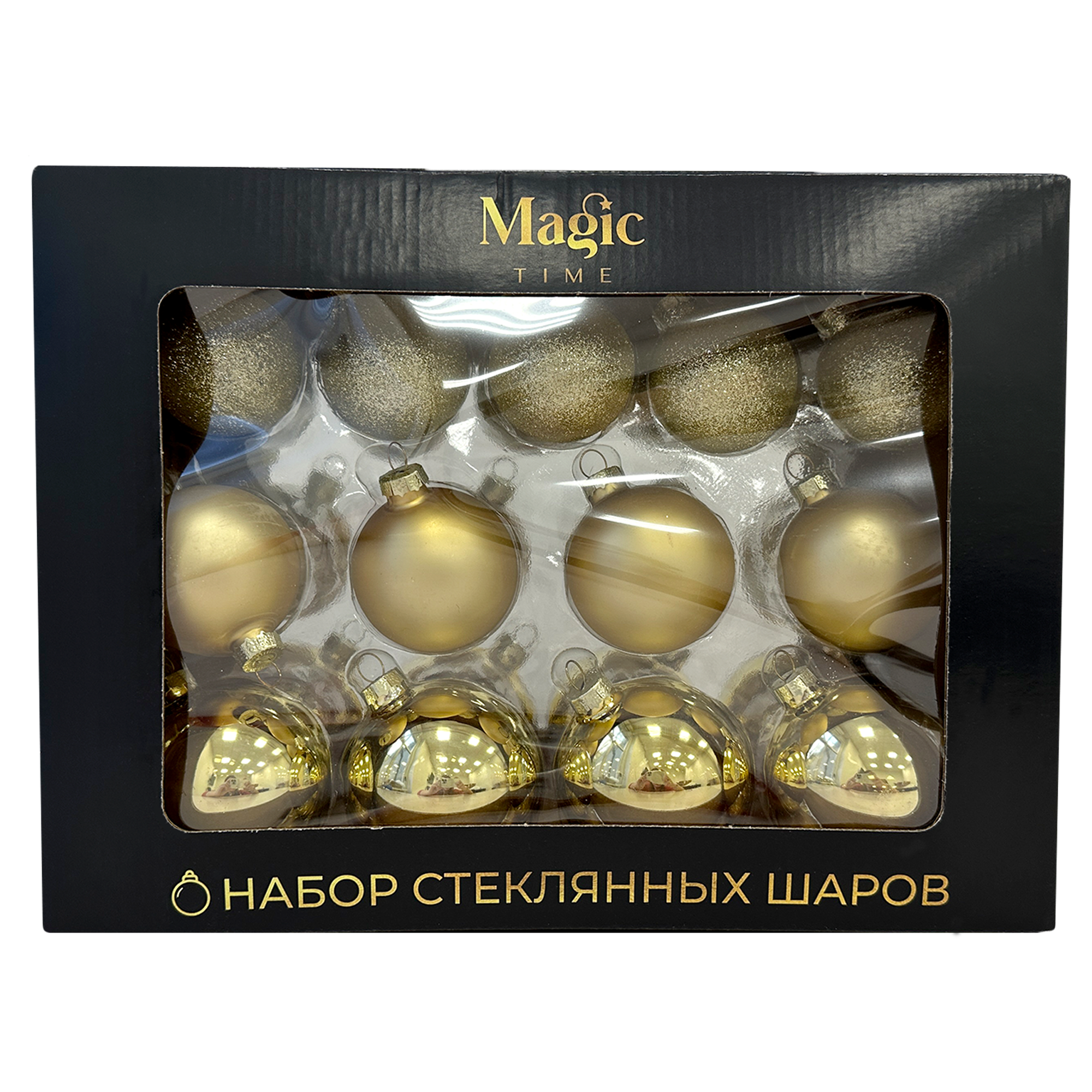 Изображение товара Набор стеклянных елочных шаров шампань 26 шт диаметр 5 см