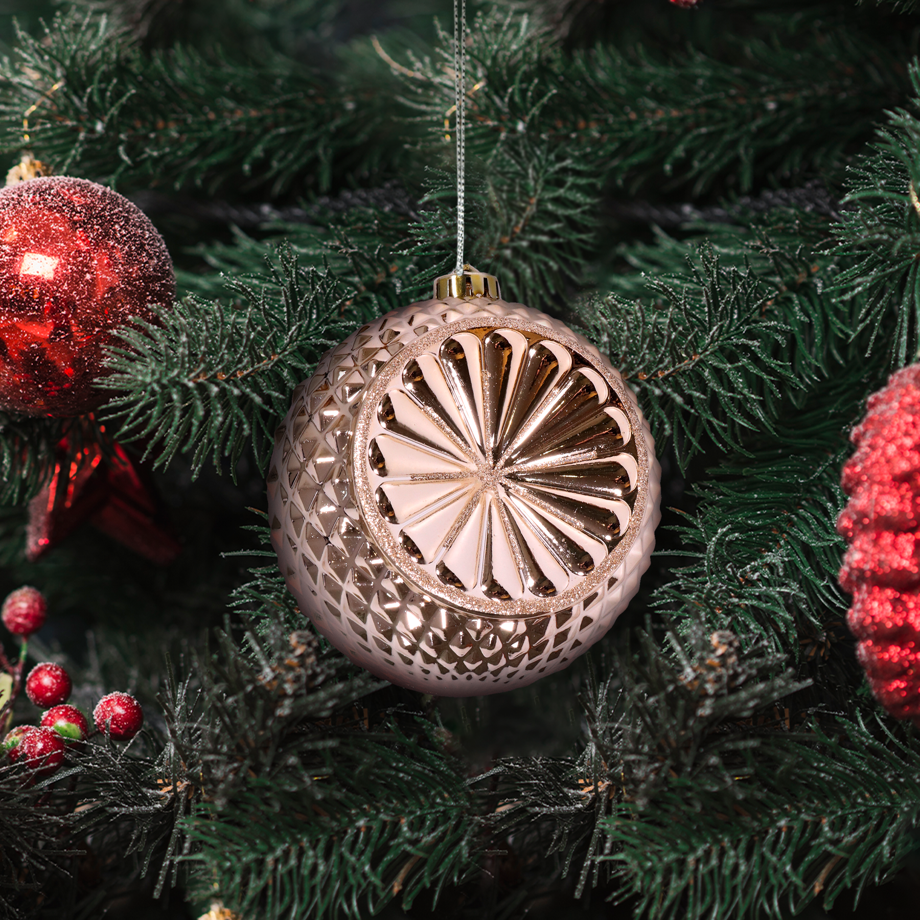 Изображение товара Украшение елочное «Шар», 15x12 см, цвет золотой