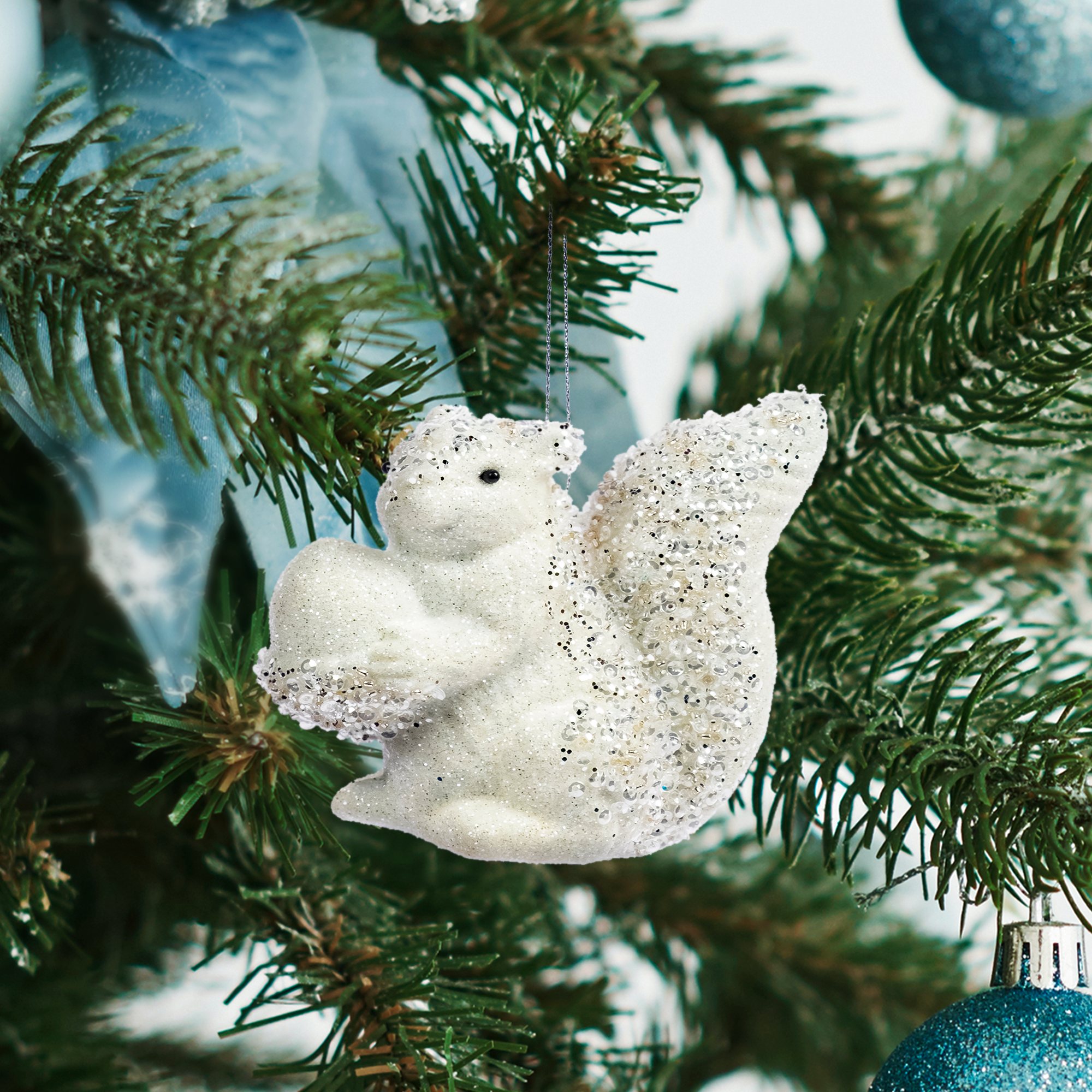 Изображение товара Украшение елочное Белка 10x5.5 см белый новогодняя игрушка пластик