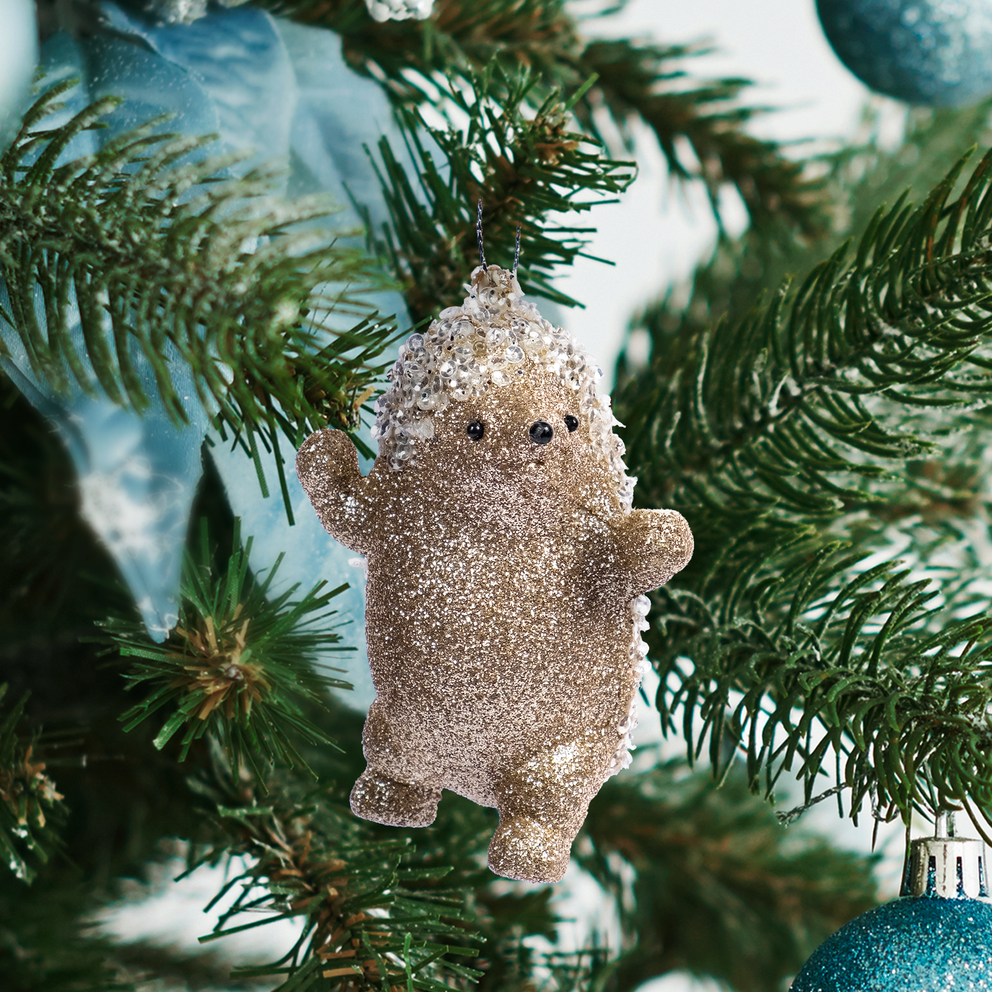 Изображение товара Украшение елочное «Ежик», 10x7 см, цвет золотой