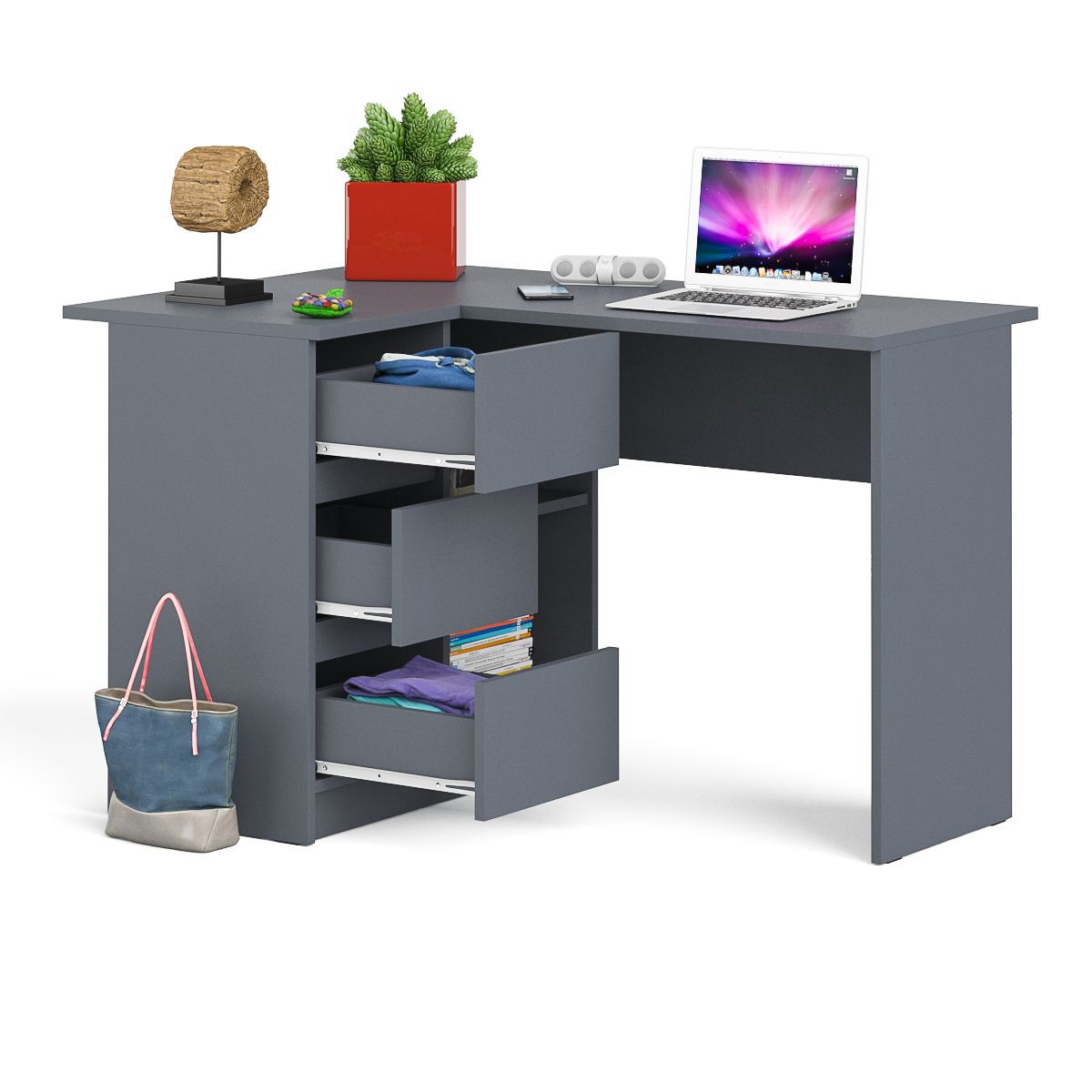 Изображение товара Компьютерный стол СВК Мори МС-16 левый с ящиками графит