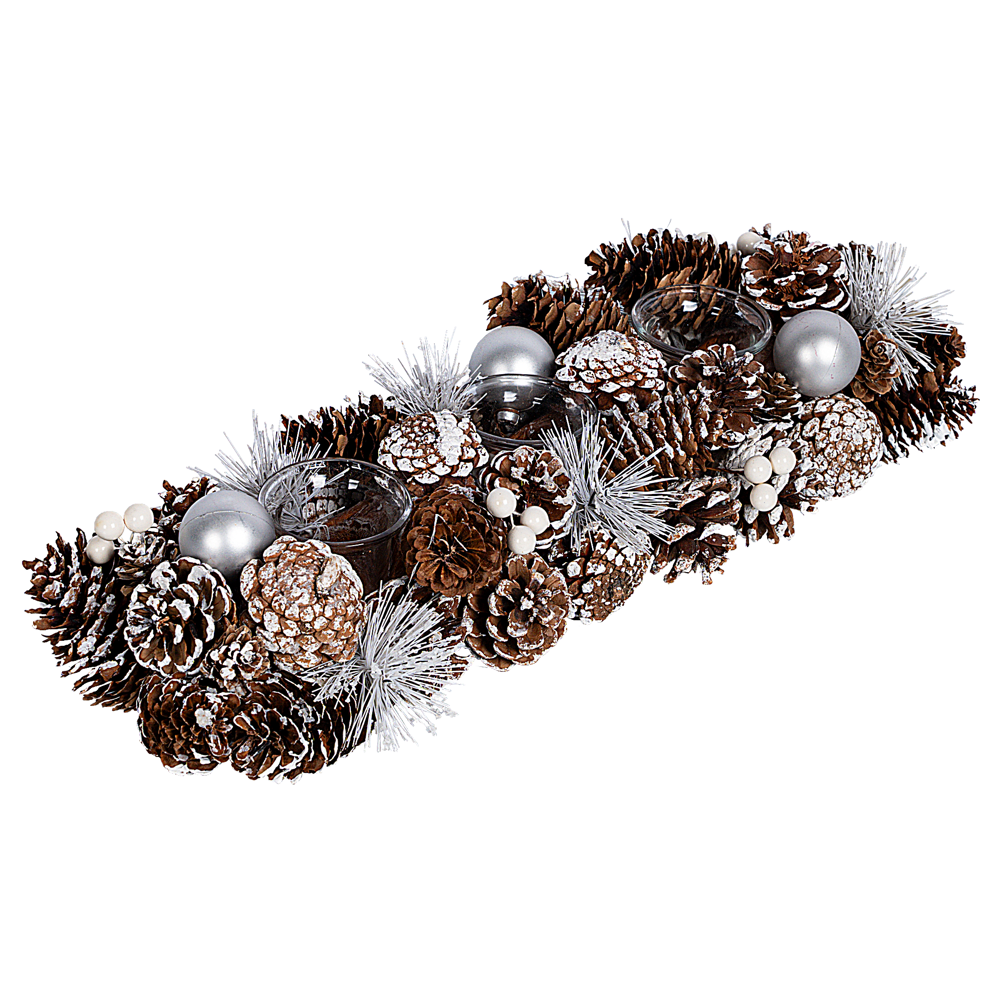 Изображение товара Декоративный подсвечник из шишек 45x17 см стекло для чайных свечей