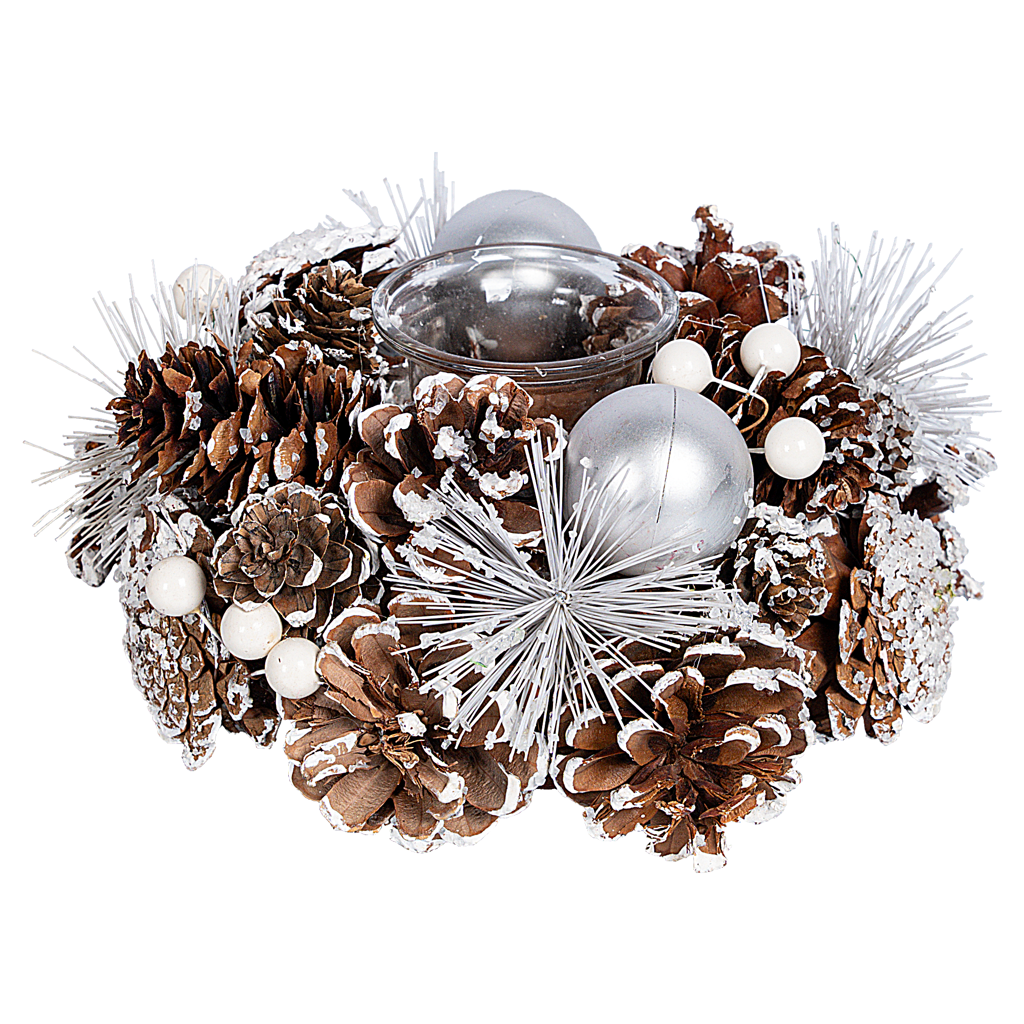 Изображение товара Декоративный подсвечник из шишек 17x9 см для чаевых свечей интерьерный декор