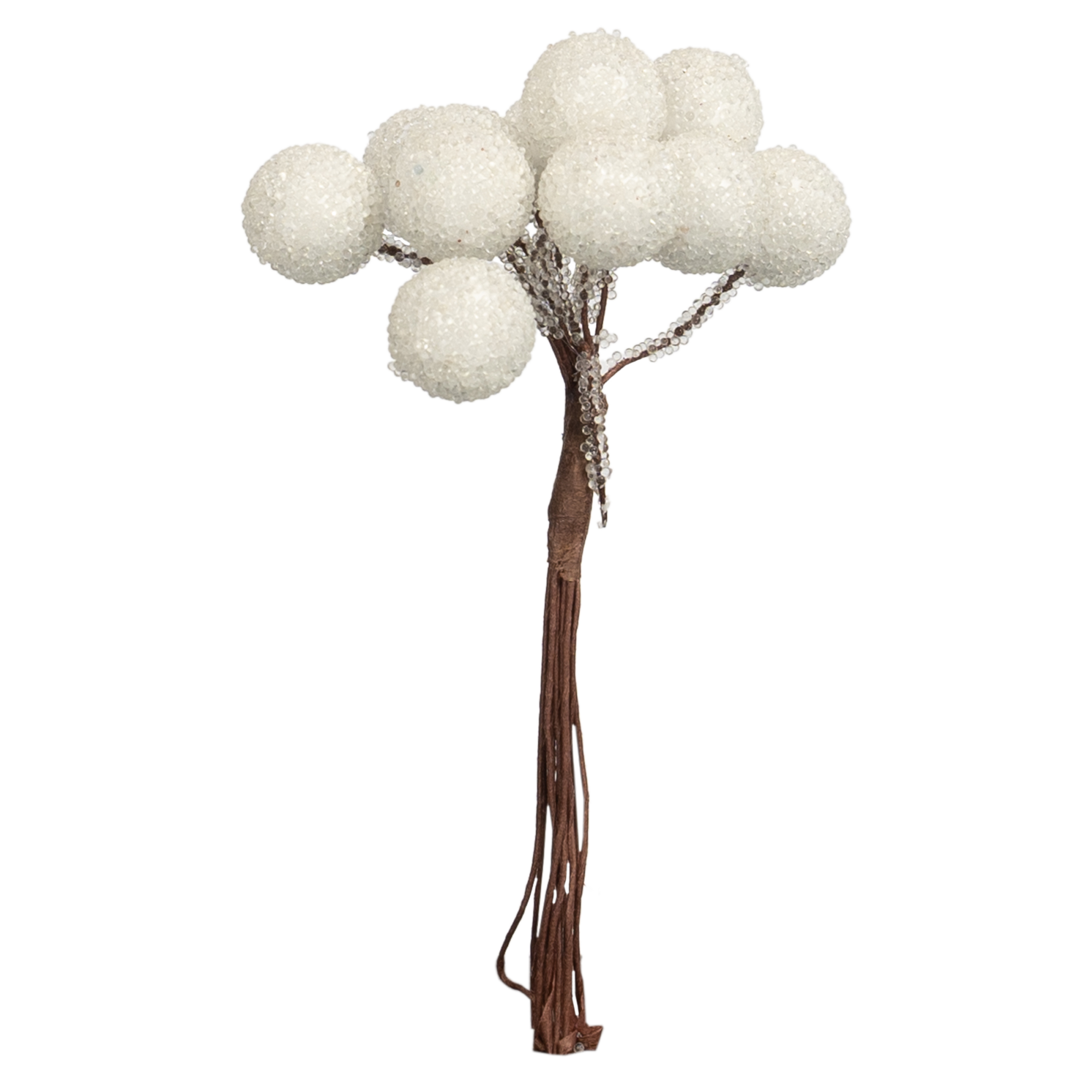 Изображение товара Новогоднее украшение Ветка Морозные яблоки 11x4 см белое стильное декоративное изделие