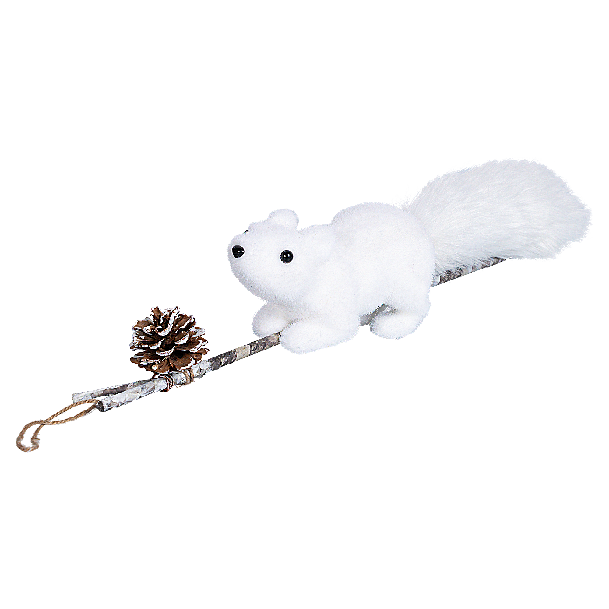 Изображение товара Декоративная фигура Белочка на веточке 40 см белая