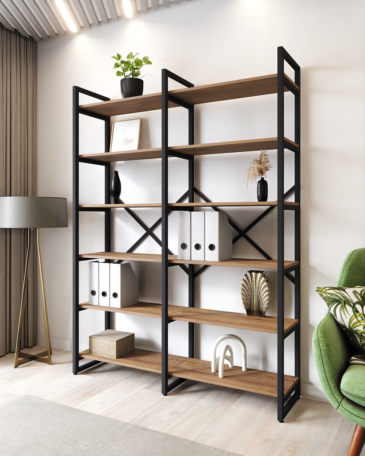 Изображение товара Стеллаж Лофт A1 home Bruno double 6 полок для дома и офиса Россия