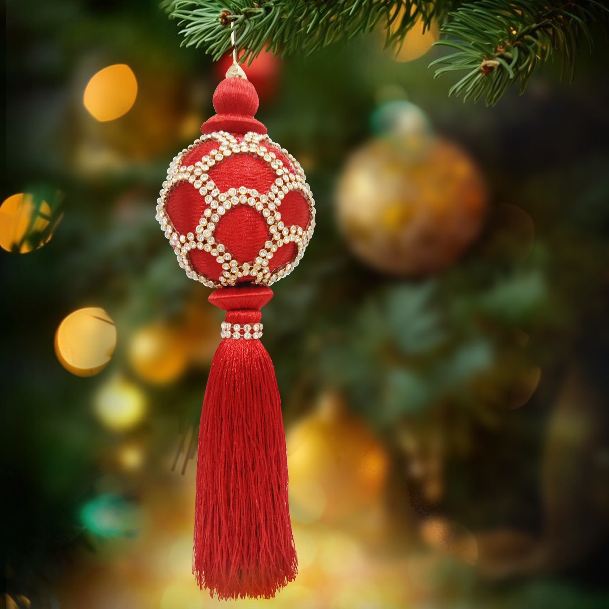 Изображение товара Украшение елочное «Кисть», 24x6 см, цвет бордовый