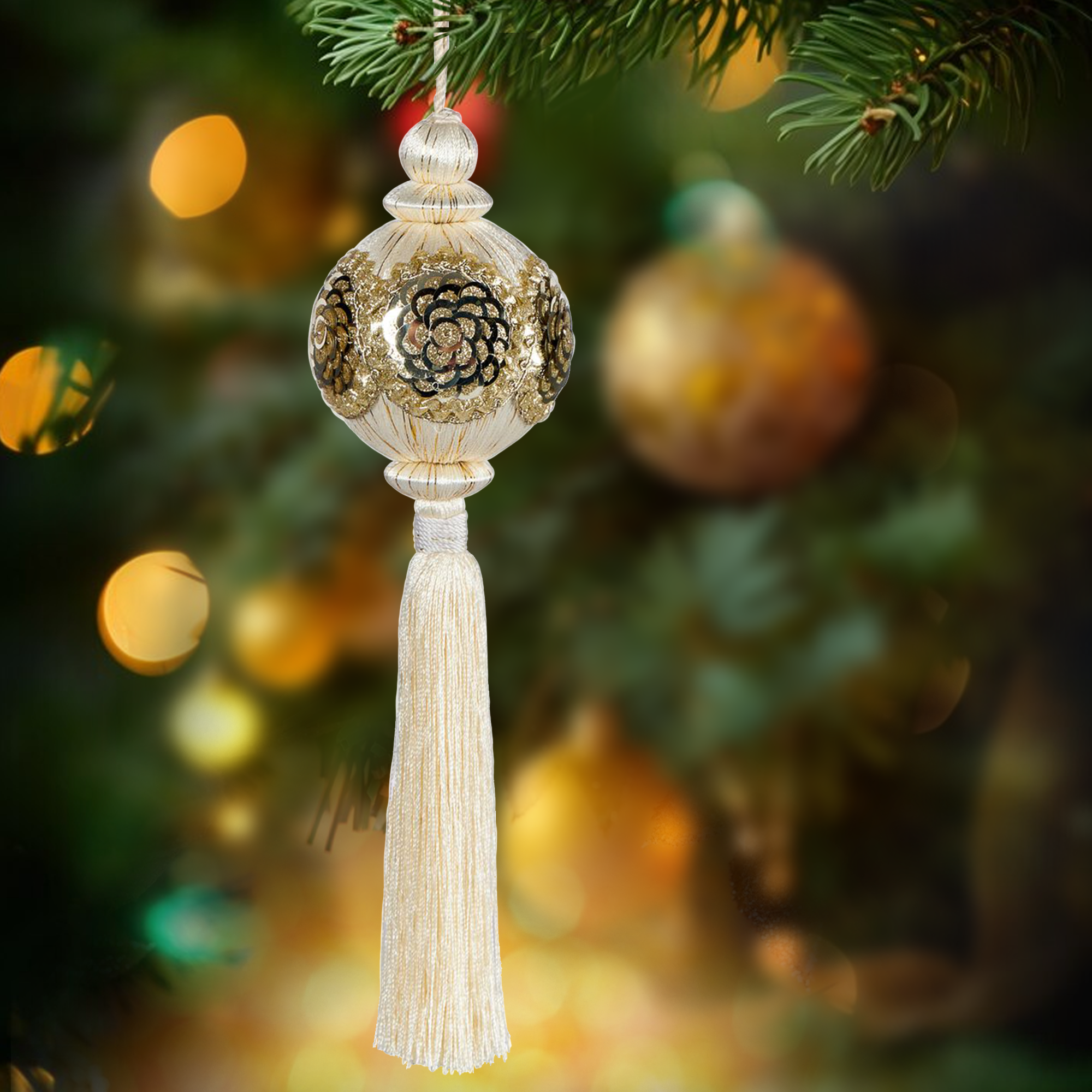 Изображение товара Украшение елочное «Кисть», 24x6 см, цвет белый