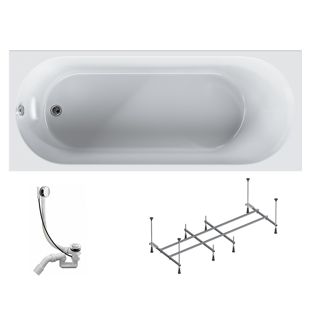 Изображение товара Ванна AM.PM Moxie W9MA-170-070W-A2ROFL с каркасом и сифоном акриловая 170x70 см