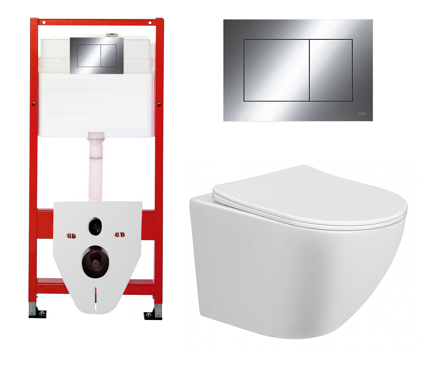 Изображение товара Комплект 3 в 1 инсталляция Tece Now 9400412 подвесной унитаз Taliente Amato с кнопкой хром