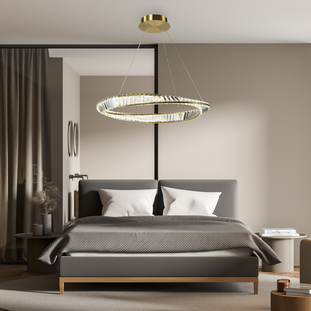 Изображение товара Люстра подвесная Moderli V10434-pl светодиодная 80 см желтая золотая