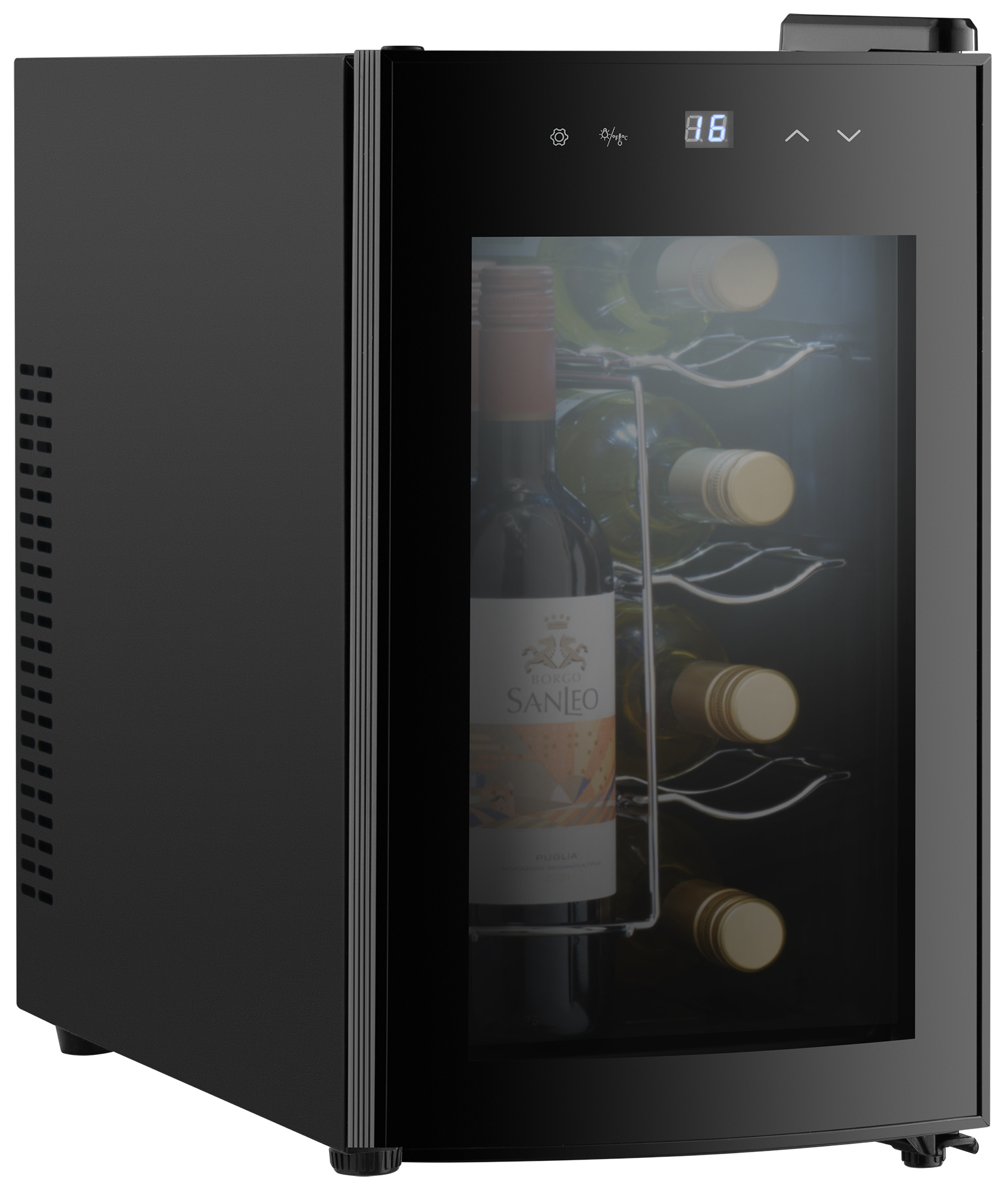 Изображение товара Винный шкаф Weissgauff для 8 бутылок черный компактный электронный