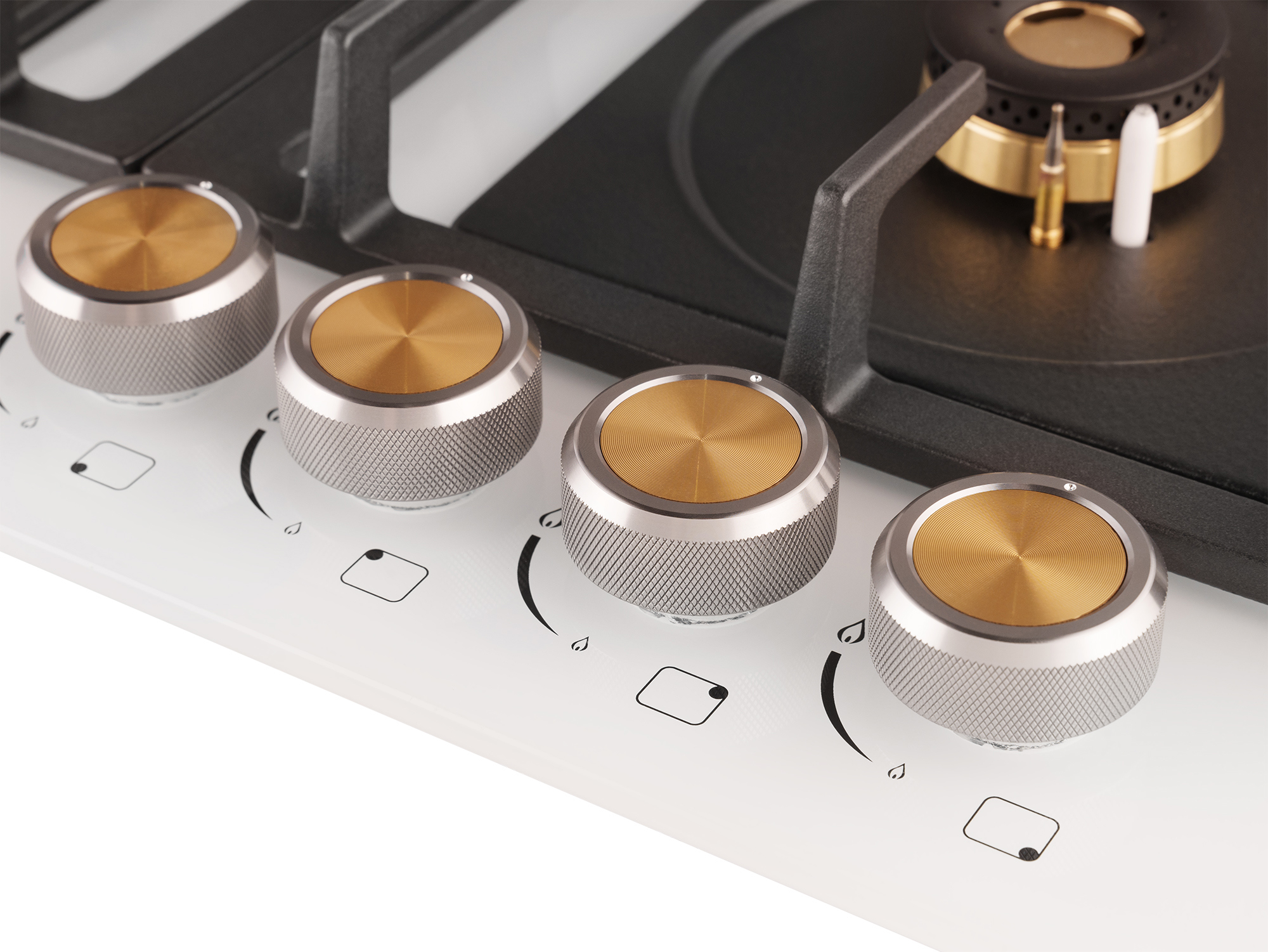 Изображение товара Газовая варочная панель Weissgauff HGG 641 WV Volcano Burner Nano Glass 60 см 4 конфорки цвет белый