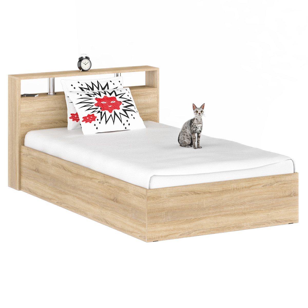 Изображение товара Кровать Камелия 124x78x217 см дуб сонома современная от СВК