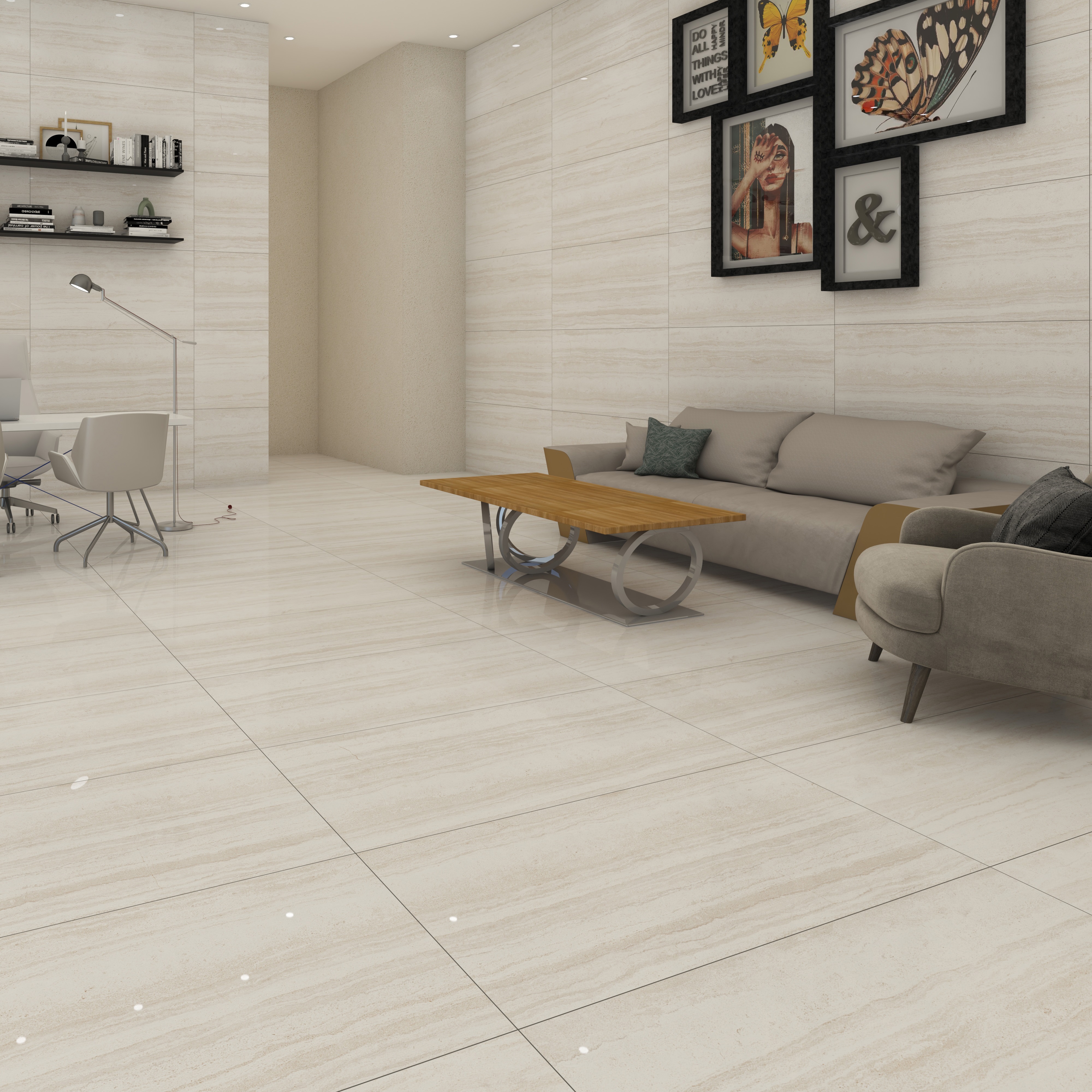 Изображение товара Керамогранит Leopard Travertino Crema 120x60 см полированный бежевый