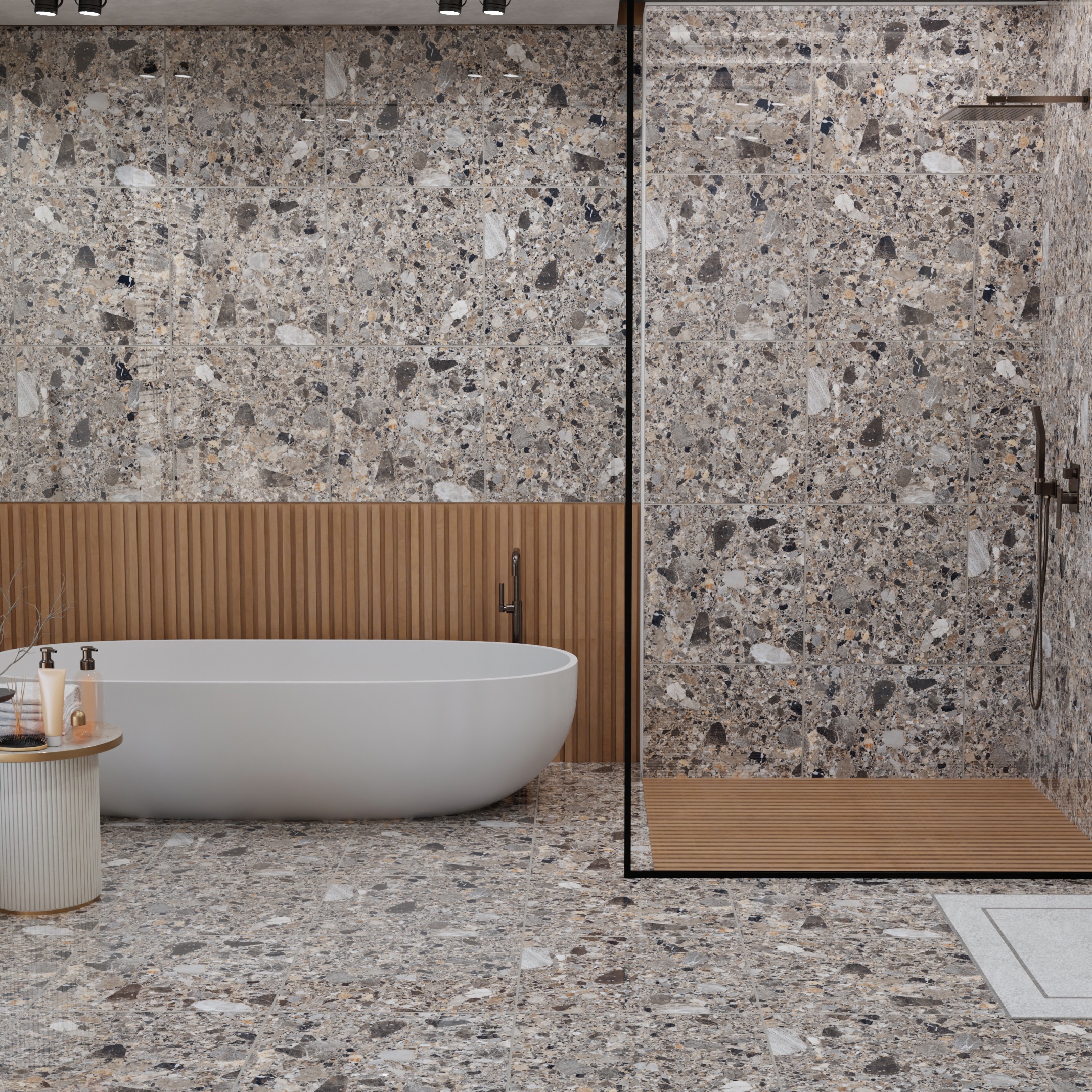 Изображение товара Глазурованный керамогранит Concor Ceppo Grey 60x60 см для пола и стен, тёмно-серый