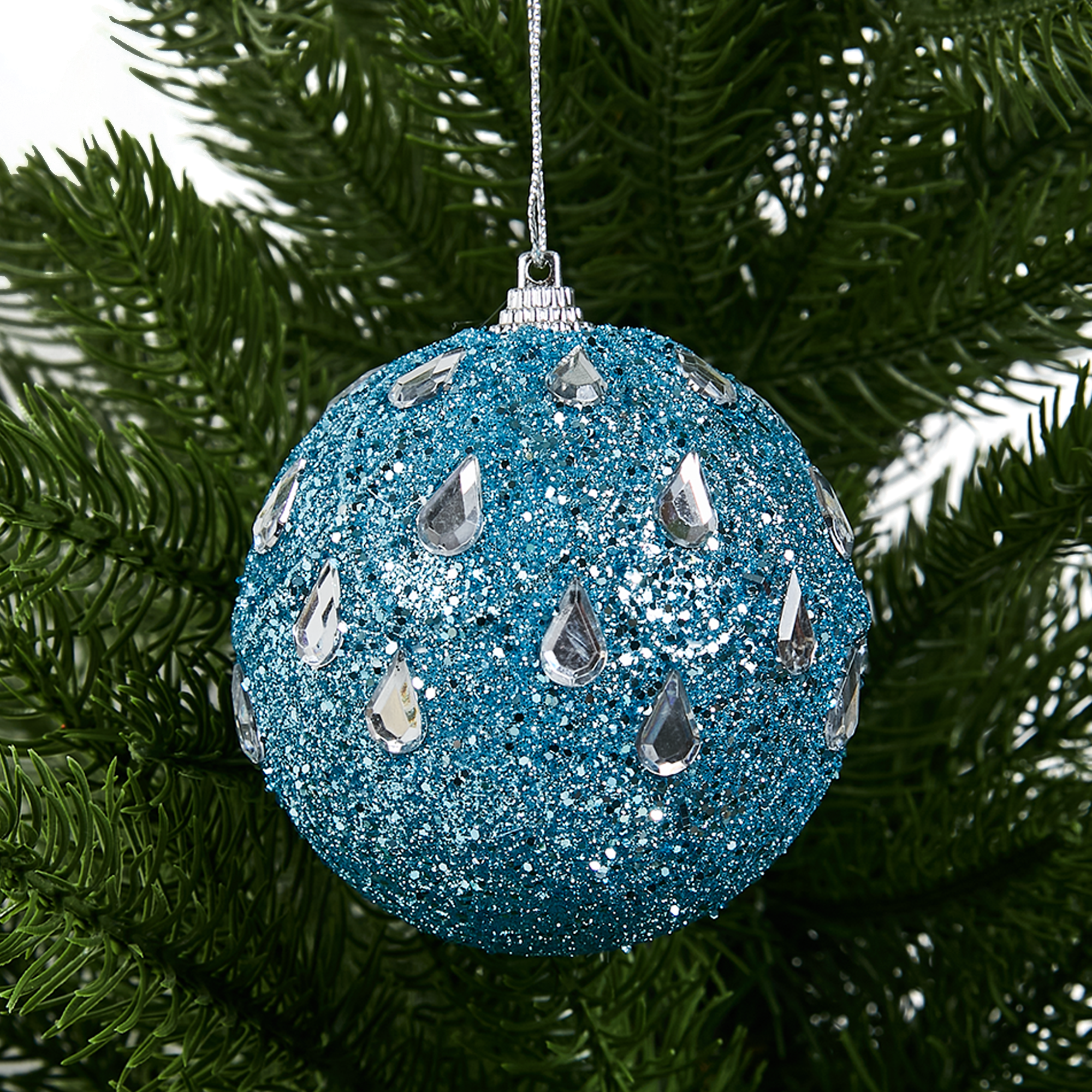 Изображение товара Елочное украшение Шар с бисером Christmas ø7.8 см цвет синий