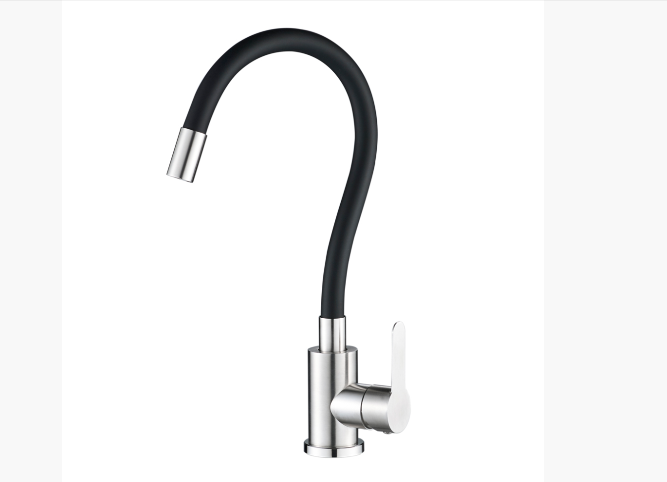 Изображение товара Смеситель для кухни Wesnaart EKO05-140 однорычажный гибкий излив черный хром