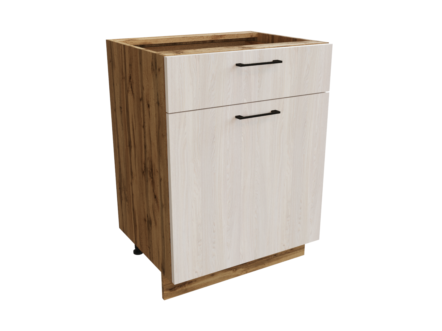 Изображение товара Напольный шкаф 60x81.60x47.80 см с 1 ящиком фасад белый дуб ЛДСП каркас дуб вотан ЛДСП Сурская Мебель Изображение товара Напольный шкаф 60x81.60x47.80 см с 1 ящиком фасад белый дуб ЛДСП каркас дуб вотан ЛДСП Сурская Мебель
