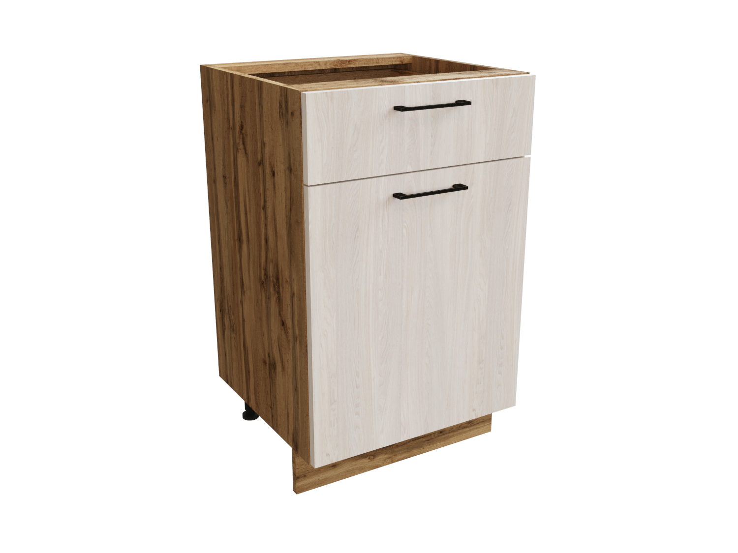 Изображение товара Напольный шкаф 50x81.60x47.80 см с 1 ящиком фасад белый дуб ЛДСП каркас дуб вотан ЛДСП Сурская Мебель Изображение товара Напольный шкаф 50x81.60x47.80 см с 1 ящиком фасад белый дуб ЛДСП каркас дуб вотан ЛДСП Сурская Мебель