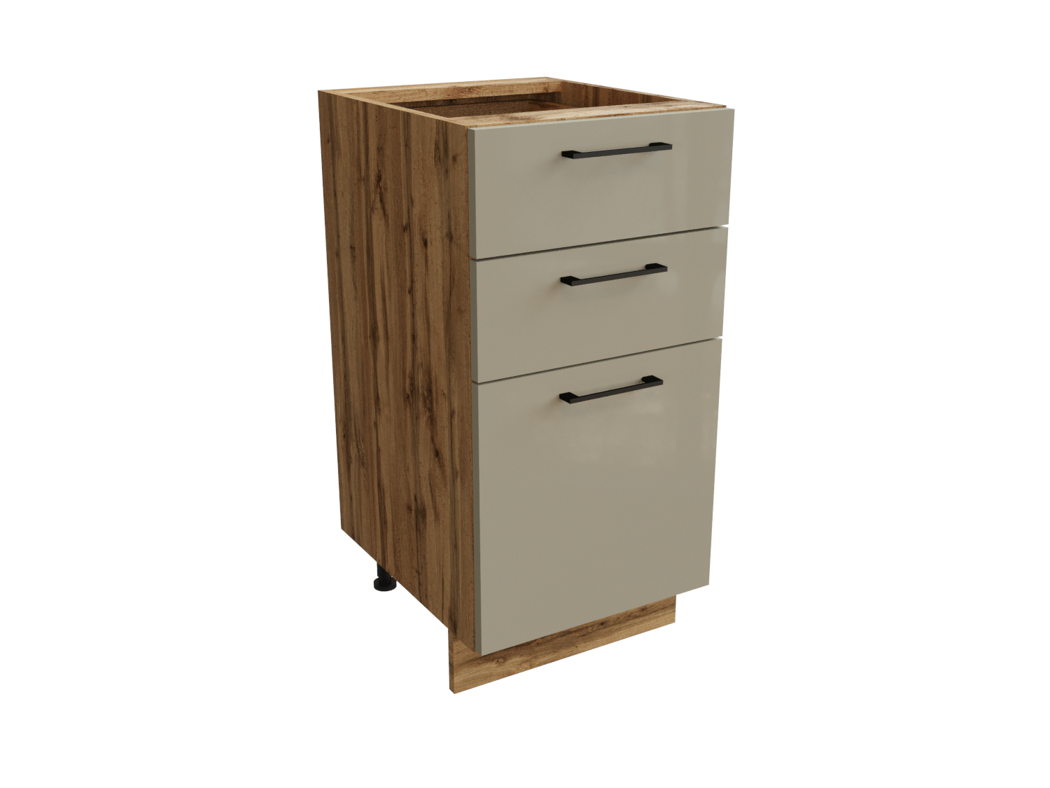 Изображение товара Напольный шкаф 40x81.60x47.80 см с 3 ящиками фасад капучино МДФ каркас дуб вотан ЛДСП Сурская Мебель
