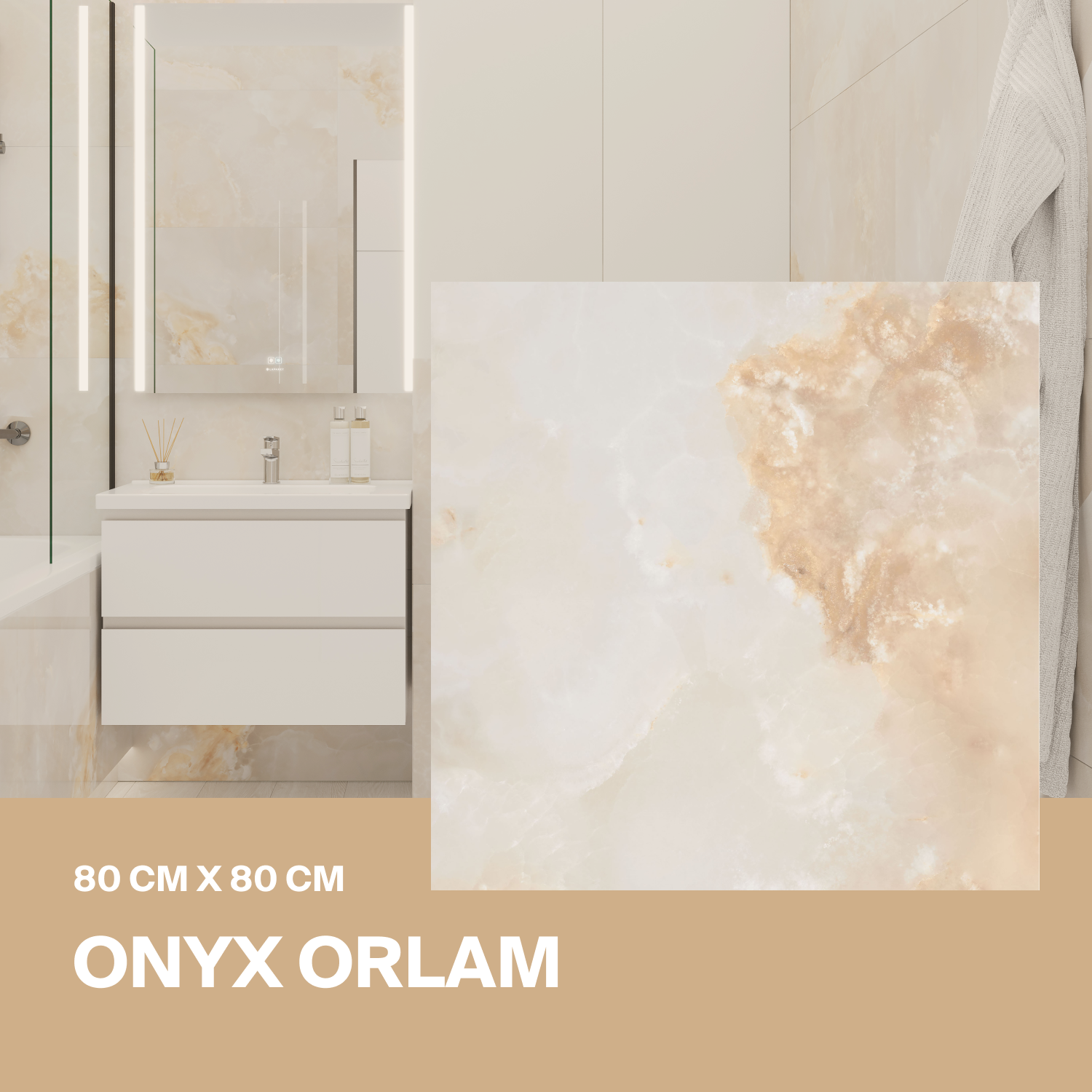 Изображение товара Керамогранит Ceradim Onyx х9999305443 80x80см цвет бежевый Изображение товара Керамогранит Ceradim Onyx х9999305443 80x80см цвет бежевый