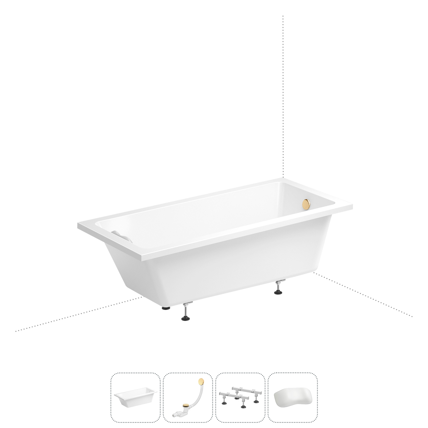 Изображение товара Прямоугольная ванна WELLSEE 20212767R акрил 165x80 см, белая