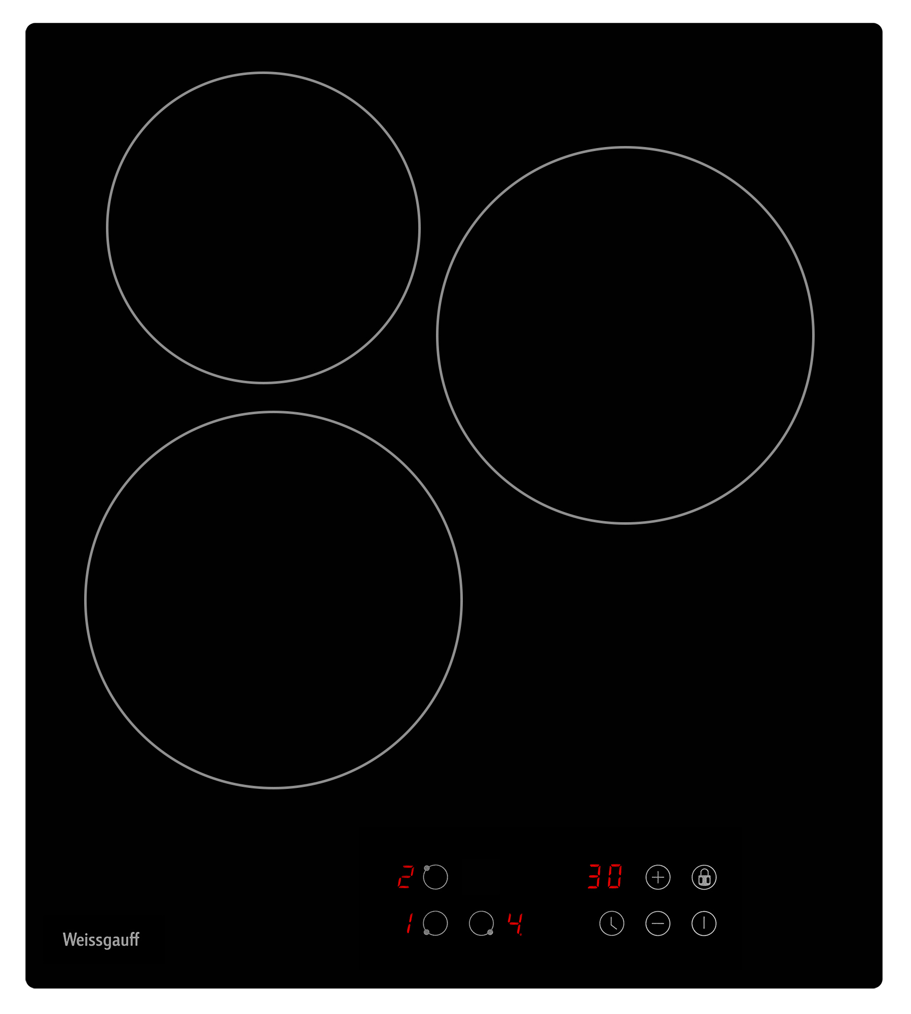 Изображение товара Электрическая варочная панель Weissgauff HV 430 BA 45 см 3 конфорки цвет черный