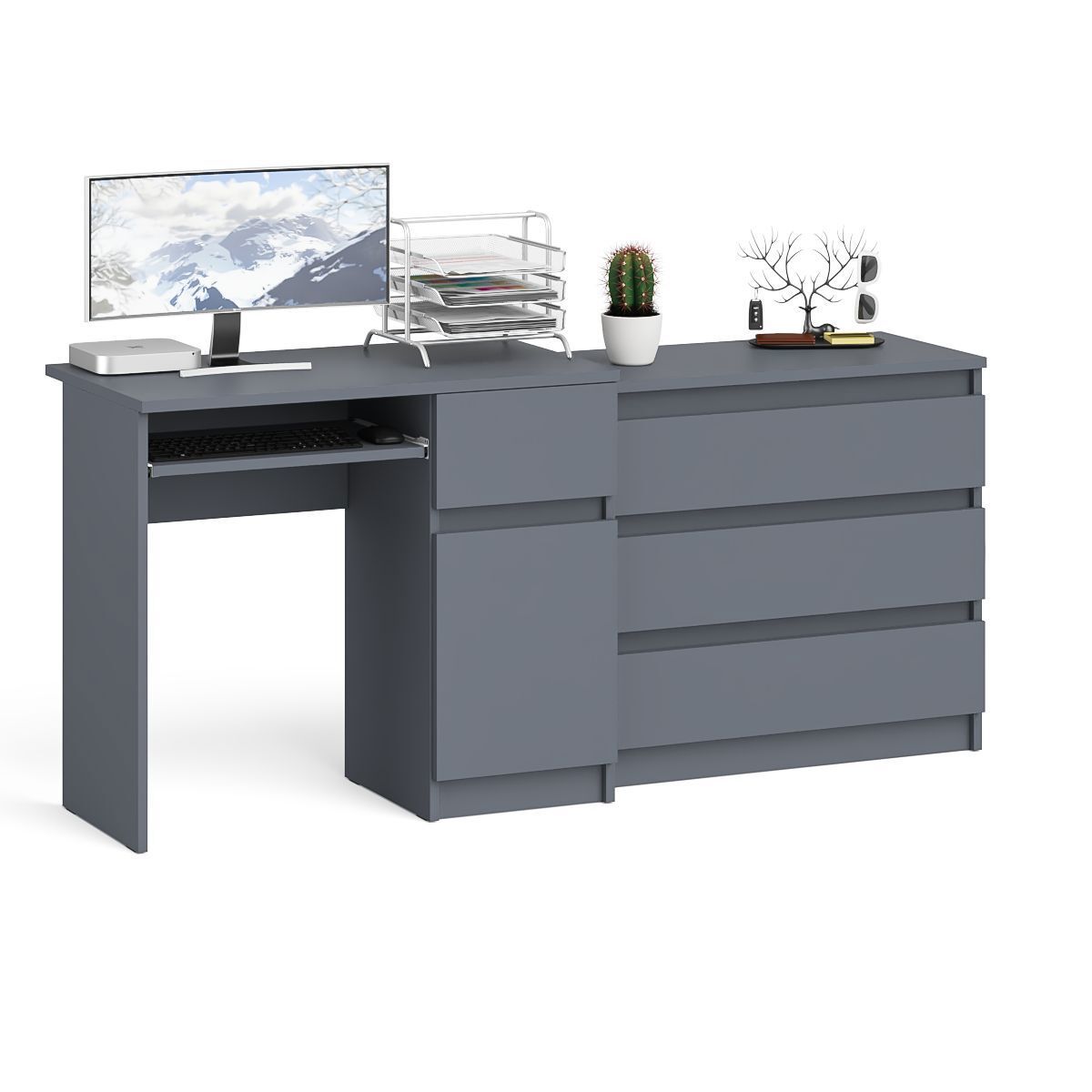 Изображение товара Стол компьютерный с комодом Мори МС-1П+МК800.1-ГФ 170x77x50 см графит Россия