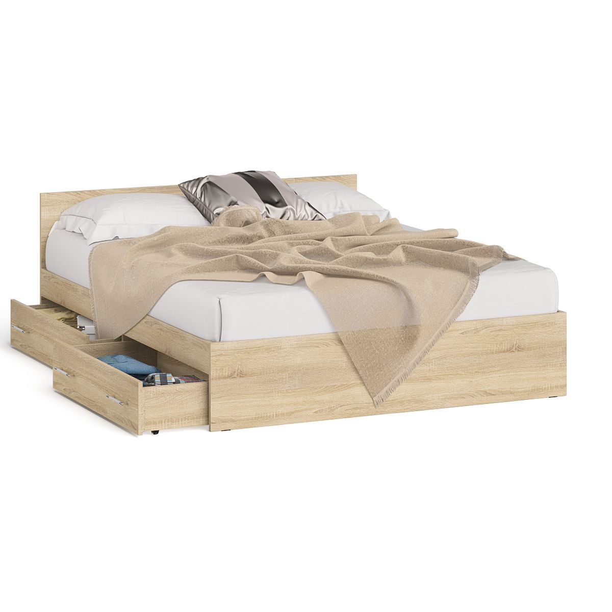 Изображение товара Кровать двуспальная с выдвижными ящиками Мори 1600х2000 мм дуб сонома современный дизайн