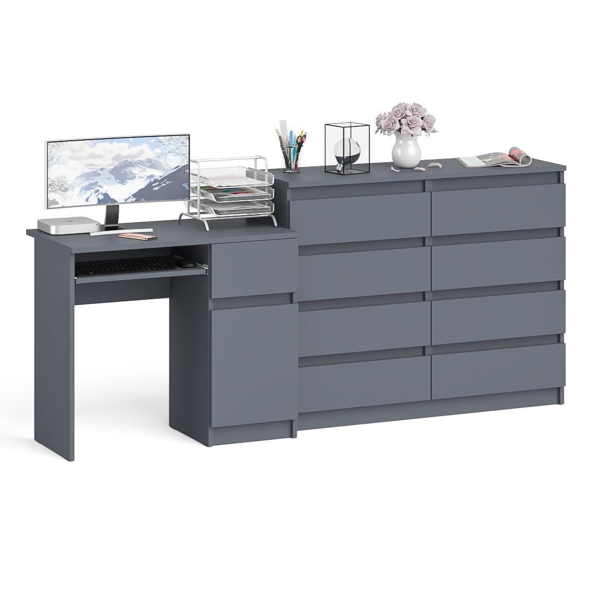 Изображение товара Офисный комплект мебели Свк МС-1П+МК1200.8-ГФ 210x94x50 см графит