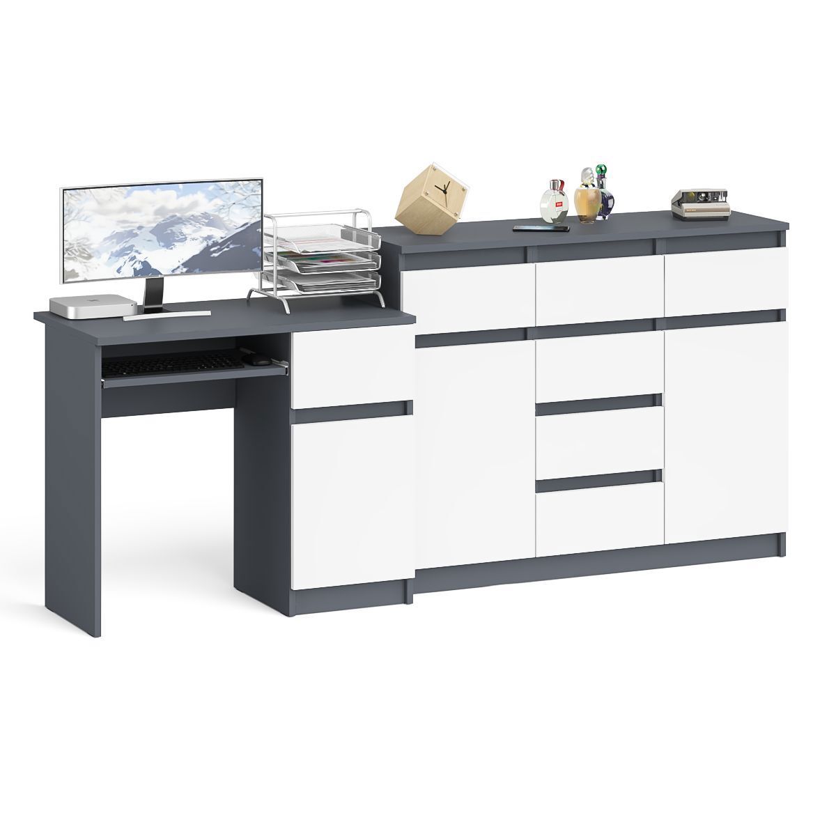 Изображение товара Офисный комплект мебели с столом и комодом Свк МС-1П+МК1200.4-ГБ 210x94x50 см