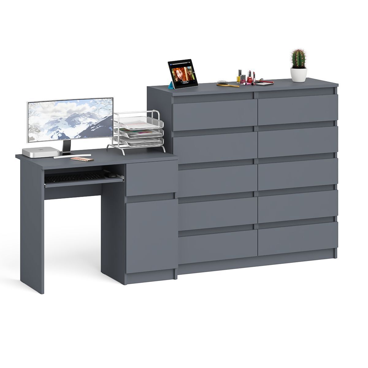 Изображение товара Офисный стол с полкой Свк МС-1П+МК1200.10-ГФ 210x115 см