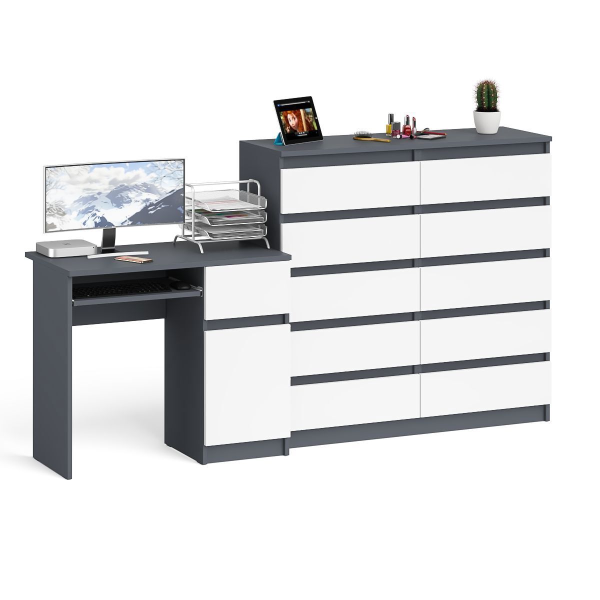 Изображение товара Офисный комплект мебели с рабочим столом и комодом 210x115x50 см